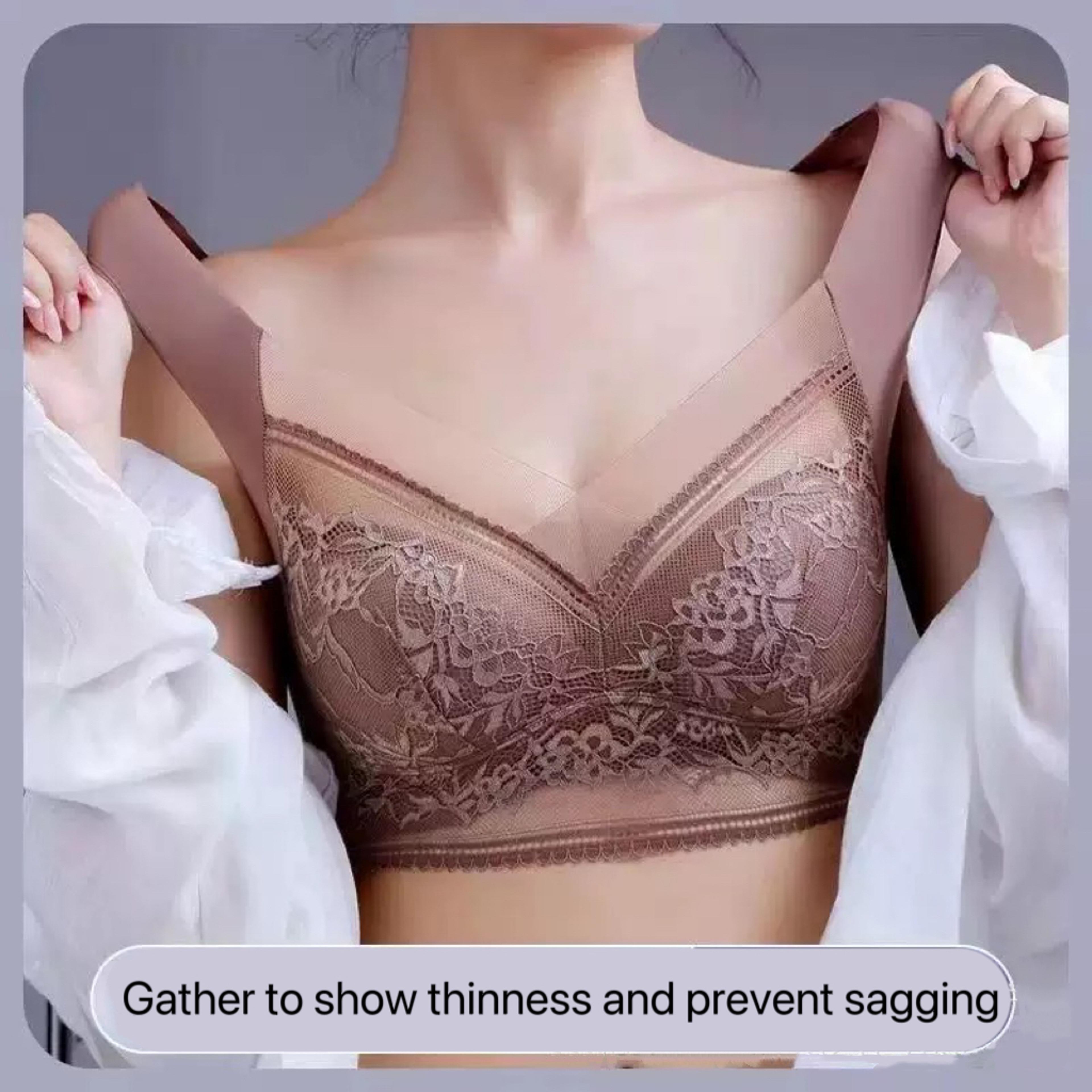 Bra Anti Sagging Thin Vest Women Padded Comfort Ice Silk Seamless Female Brassier Breath Bra 2
