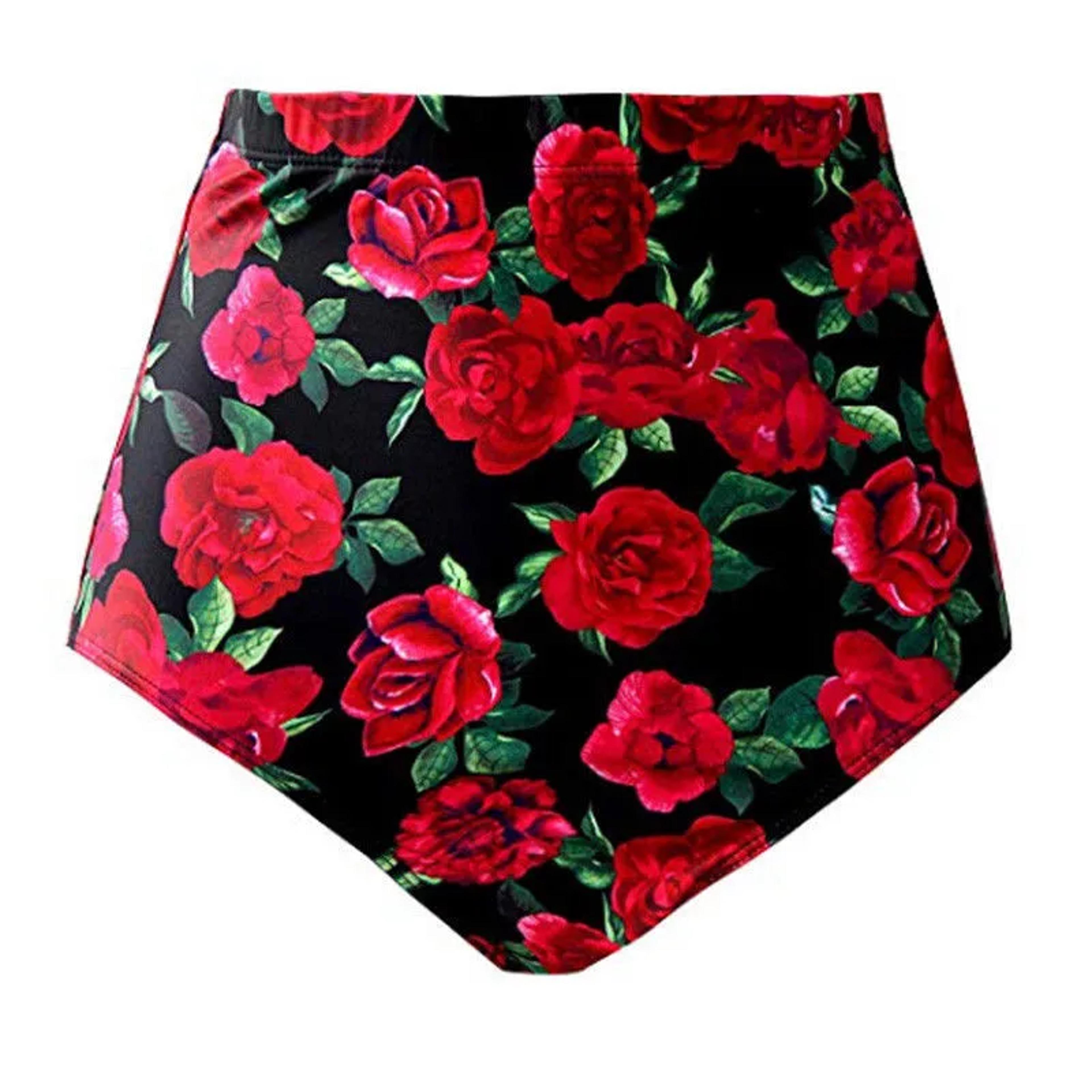 Floral Women Bikini Shorts Swimwear High Waist Tankini Bottoms Solid Color Beach Swimsuits 8