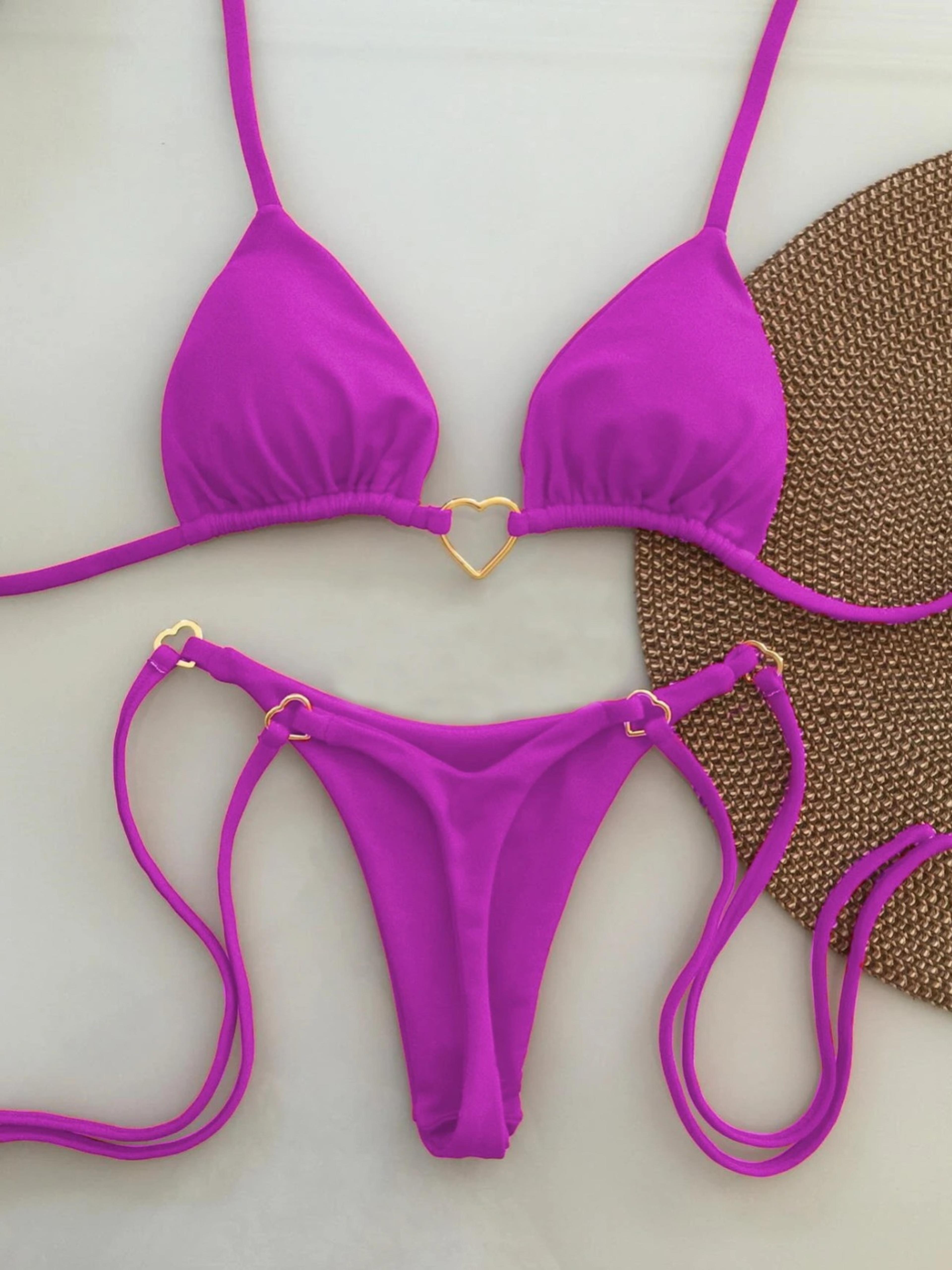 Stylish White Bikini Set For Women New Solid Color Low Waist Laceup Swimsuit Twopiece Fashionable S 7