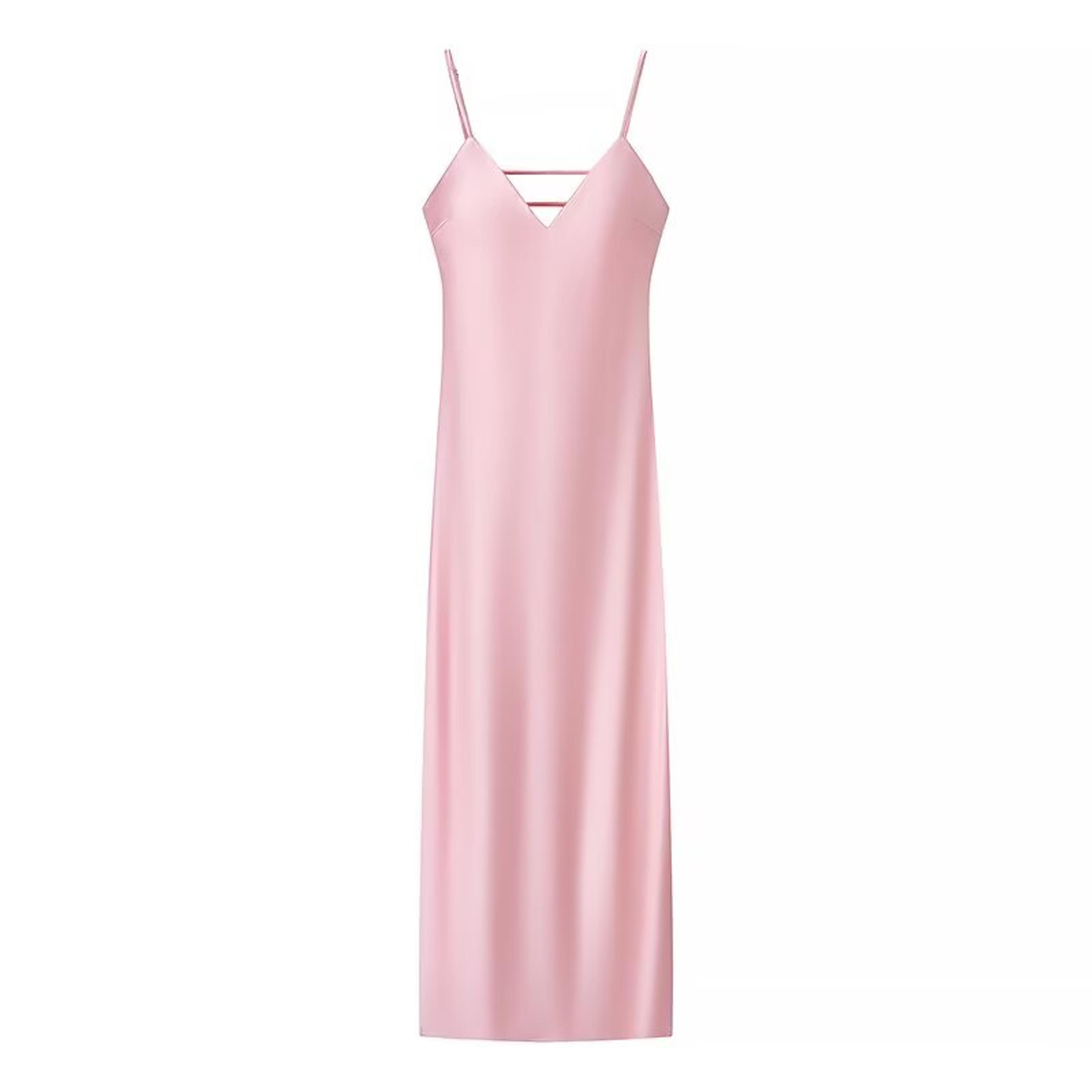 Elegant Women Summer Yellow Stain V Neck Sling Dress Loose Maxi Robes Sleeveless Party Dresses 11