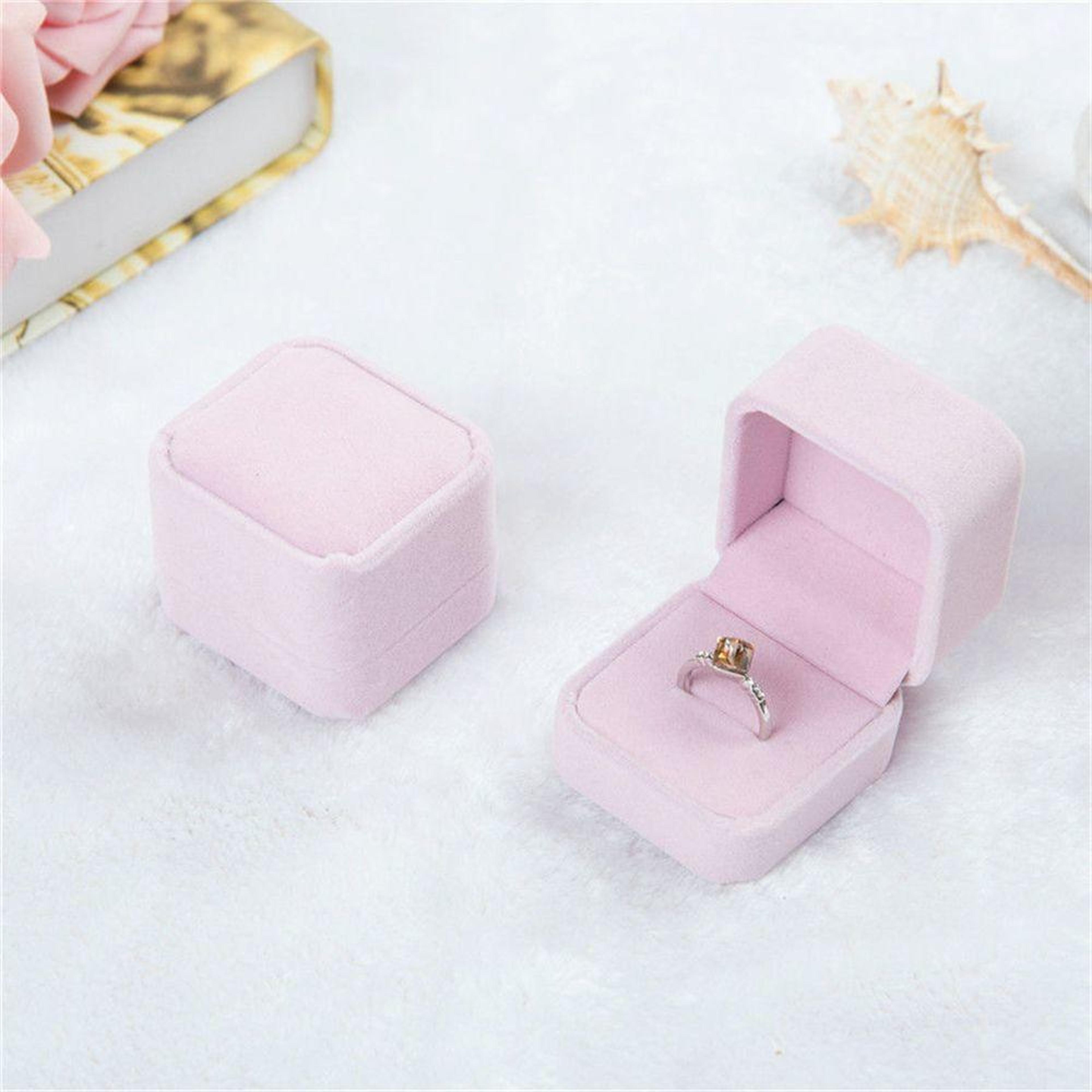Vintage PU Leather Double Slots Ring Jewelry Box For Wedding Proposal Engagement Gift Organizer 4