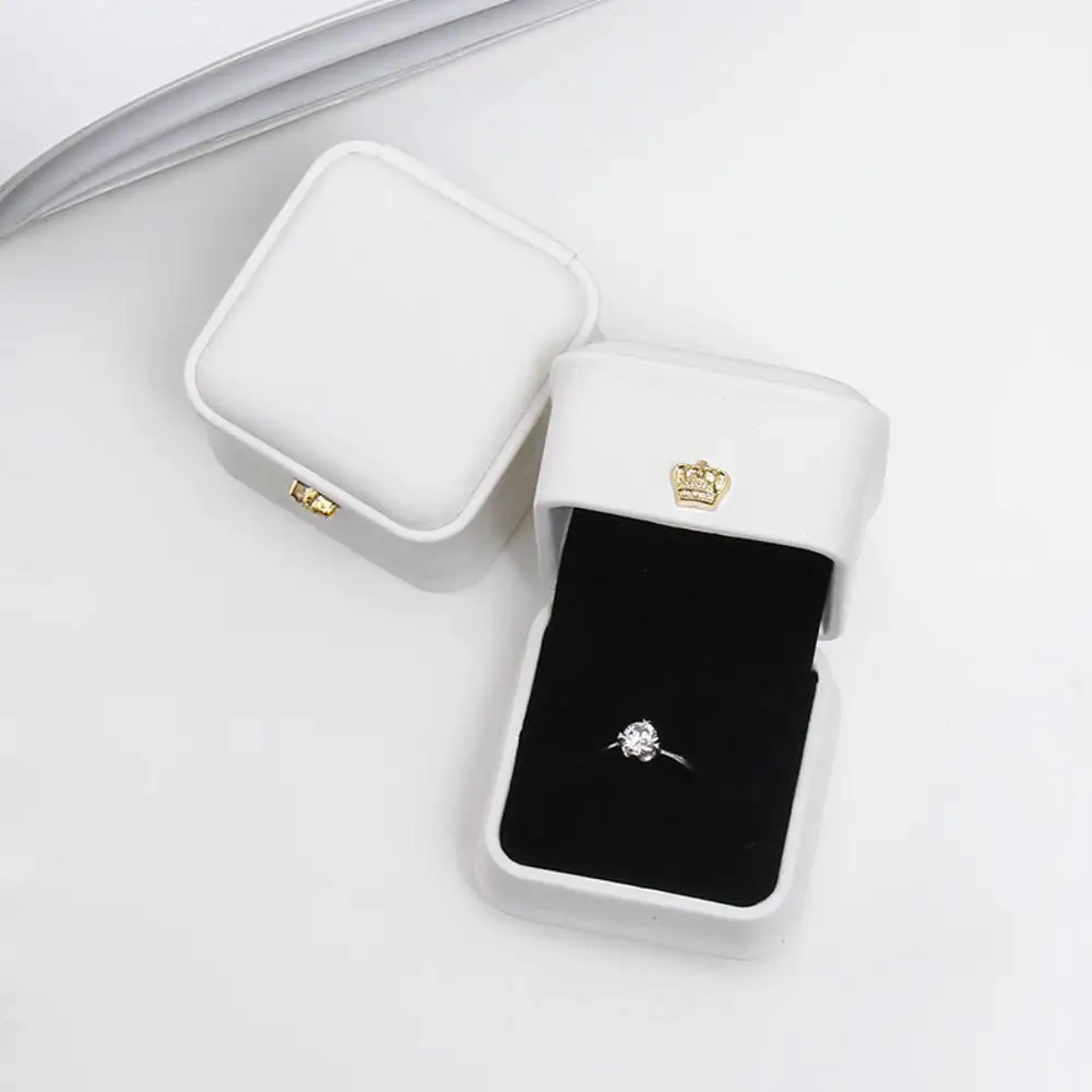 Vintage PU Leather Double Slots Ring Jewelry Box For Wedding Proposal Engagement Gift Organizer 5