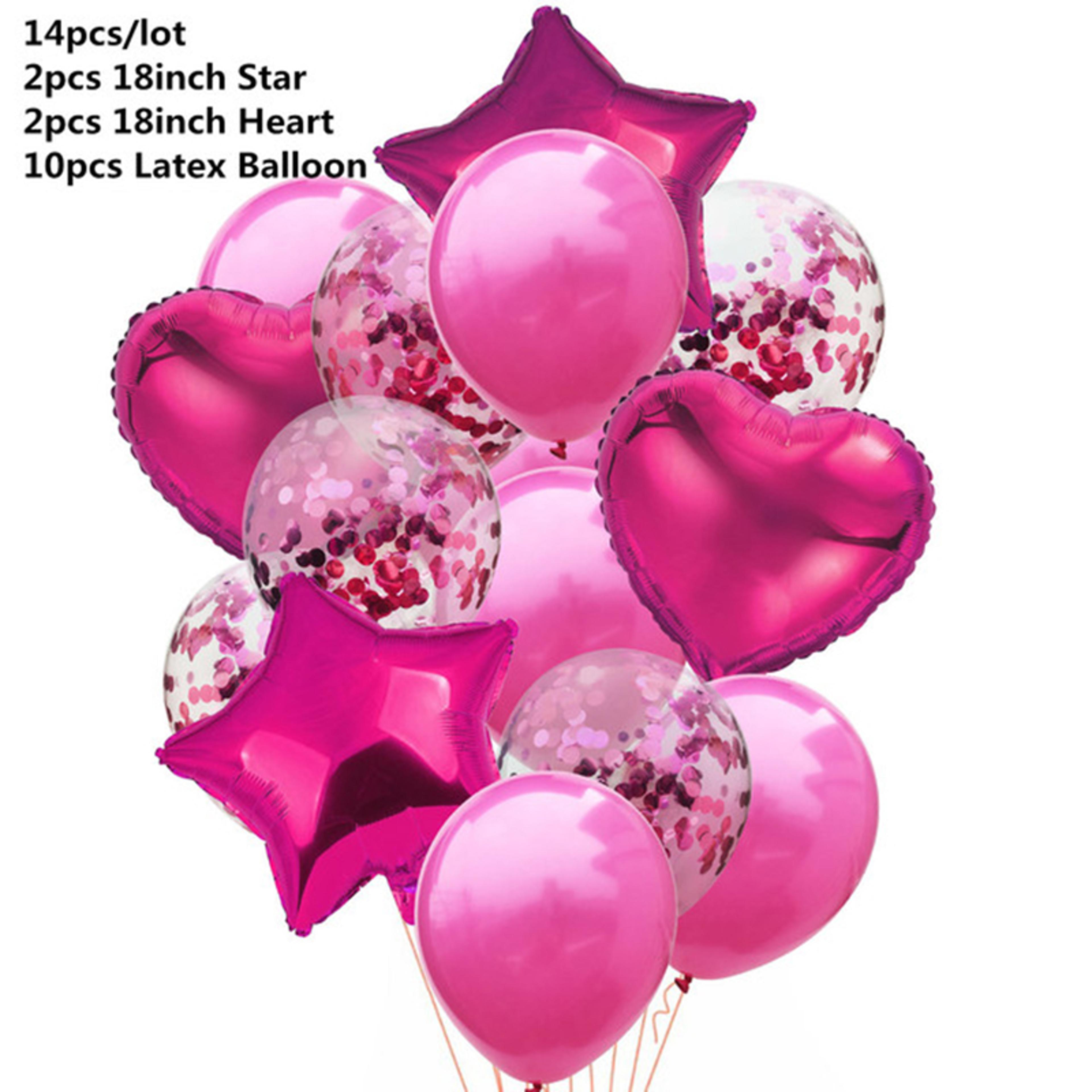 Rose Gold Confetti Balloons Star Heart Party Wedding Anniversary Globos Supplies 8