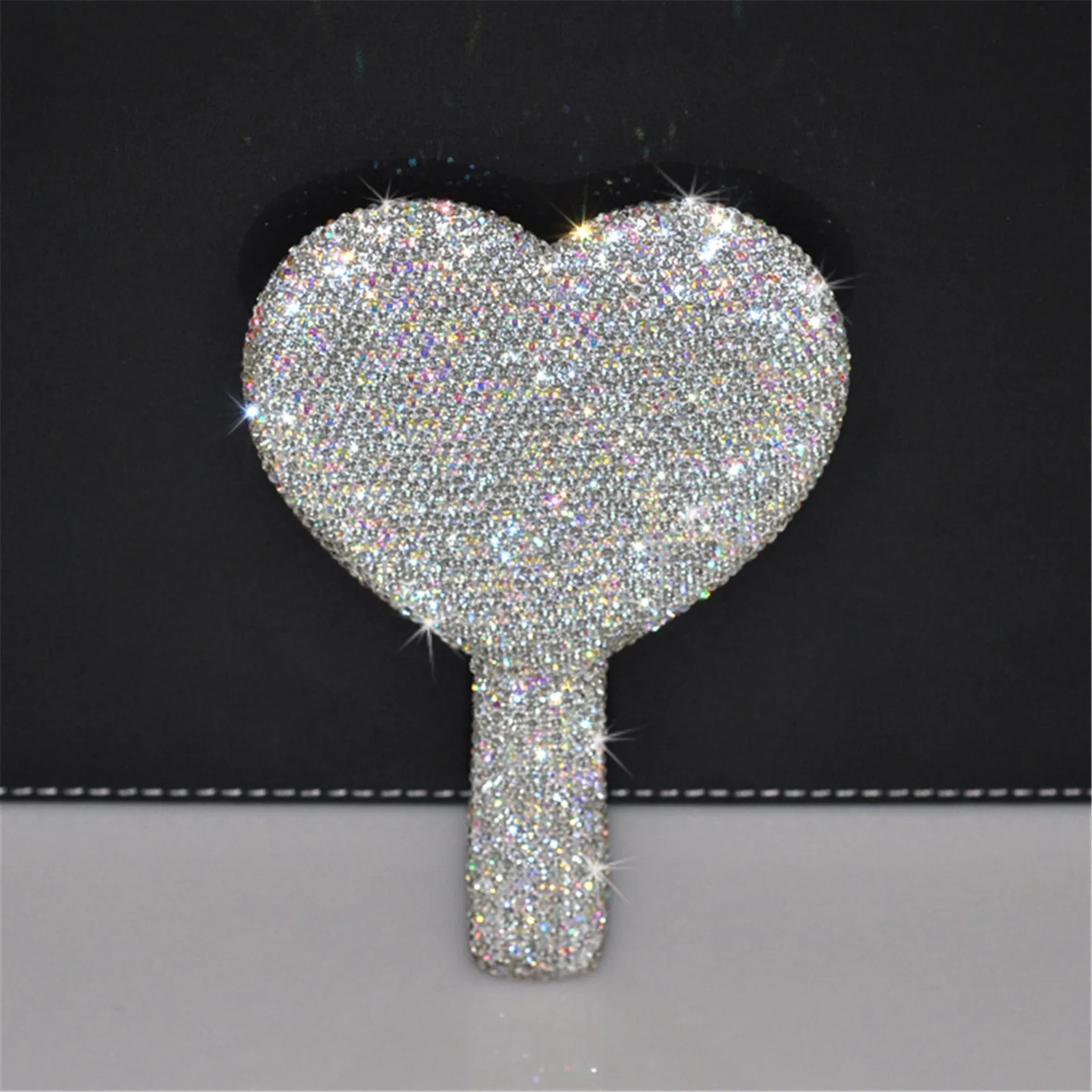 Love Heart Diamond Handheld Makeup Mirror Cosmetic Vanity Tool For Girls 5