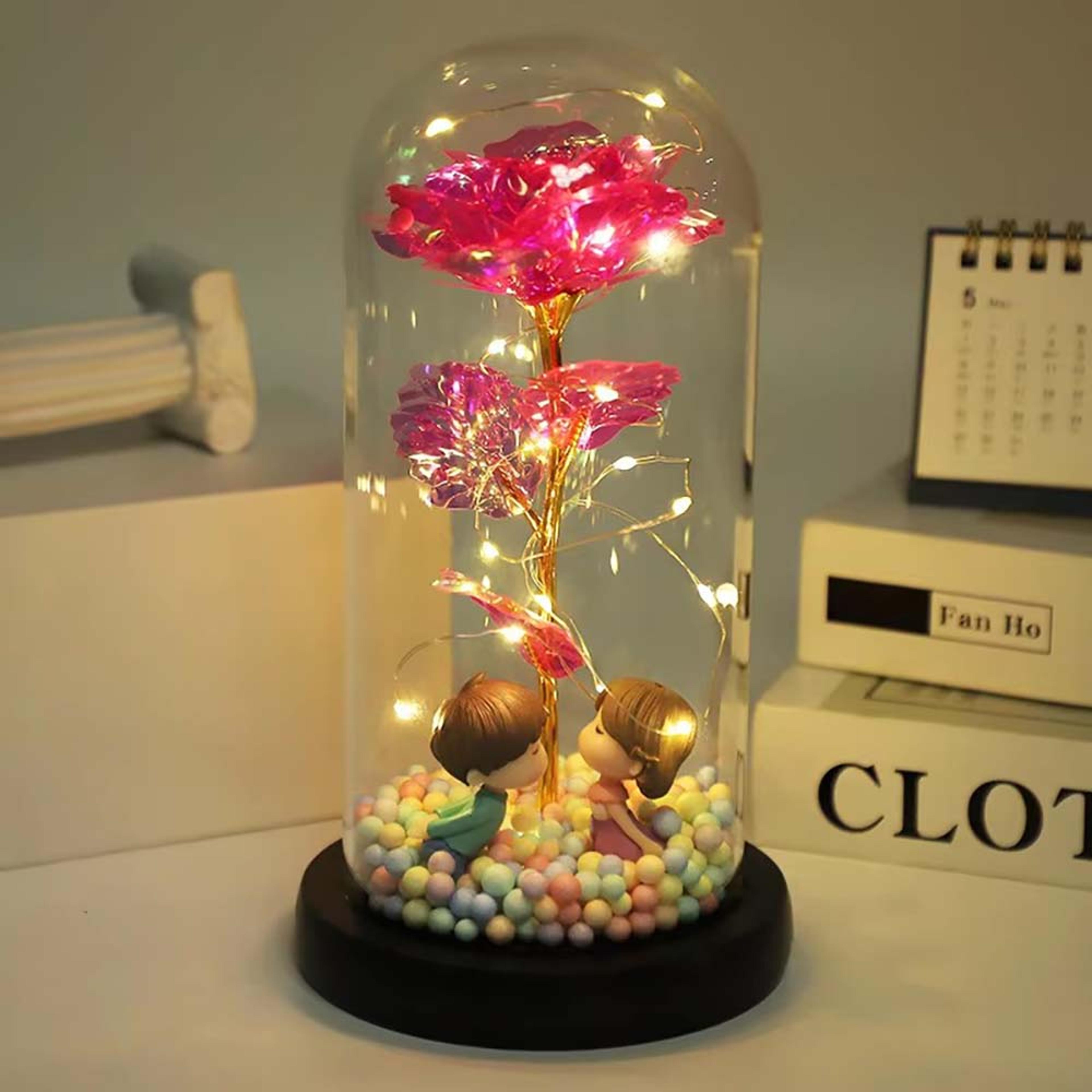 Rose Gifts For Mom Galaxy Glass Rose Forever Eternal Crystal Flower Light Up Rose In Glass Dome 7