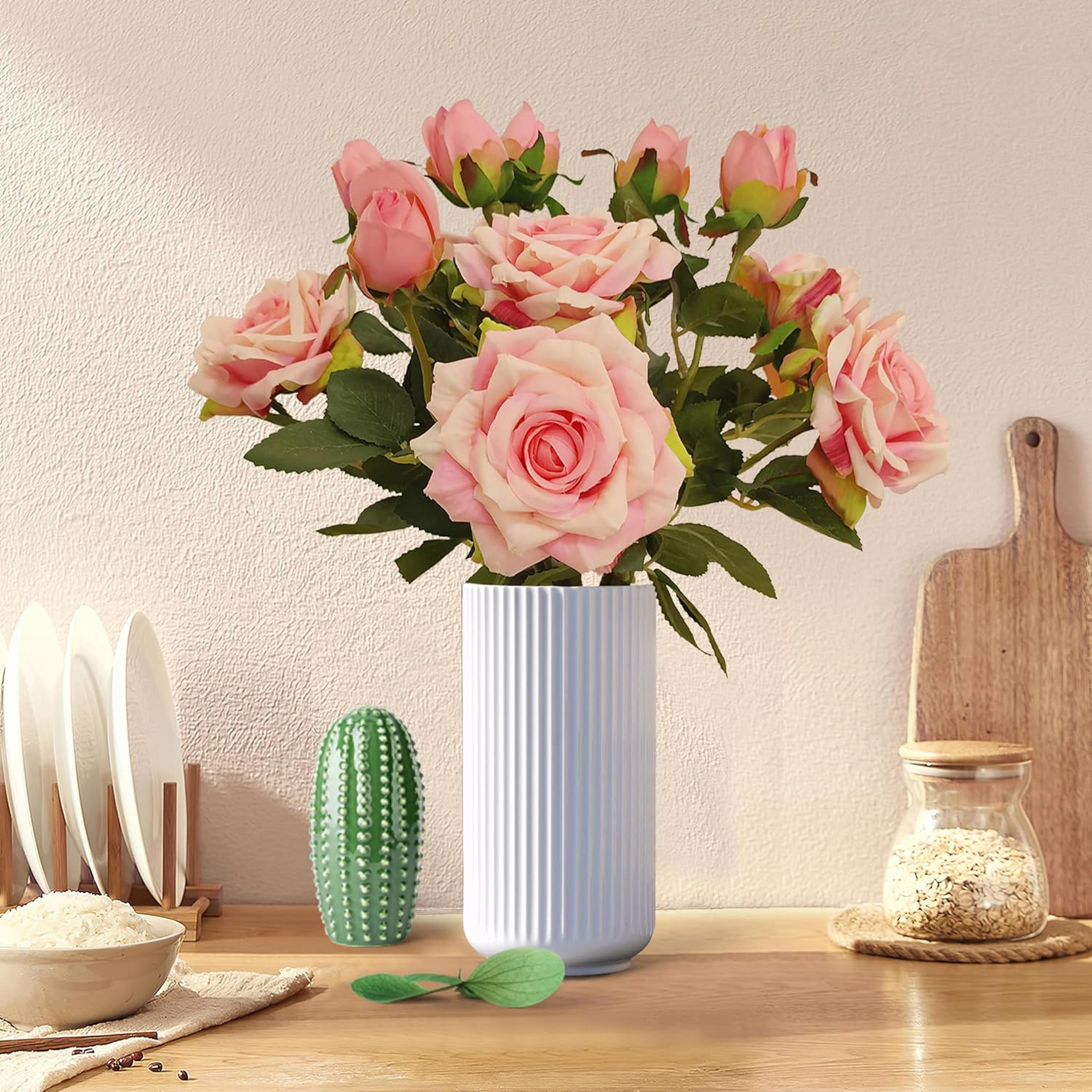 Artificial Silk Roses Big Beautiful Branch Vase Retro Wedding Decor Autumn Fake Flowers Home Room G 5