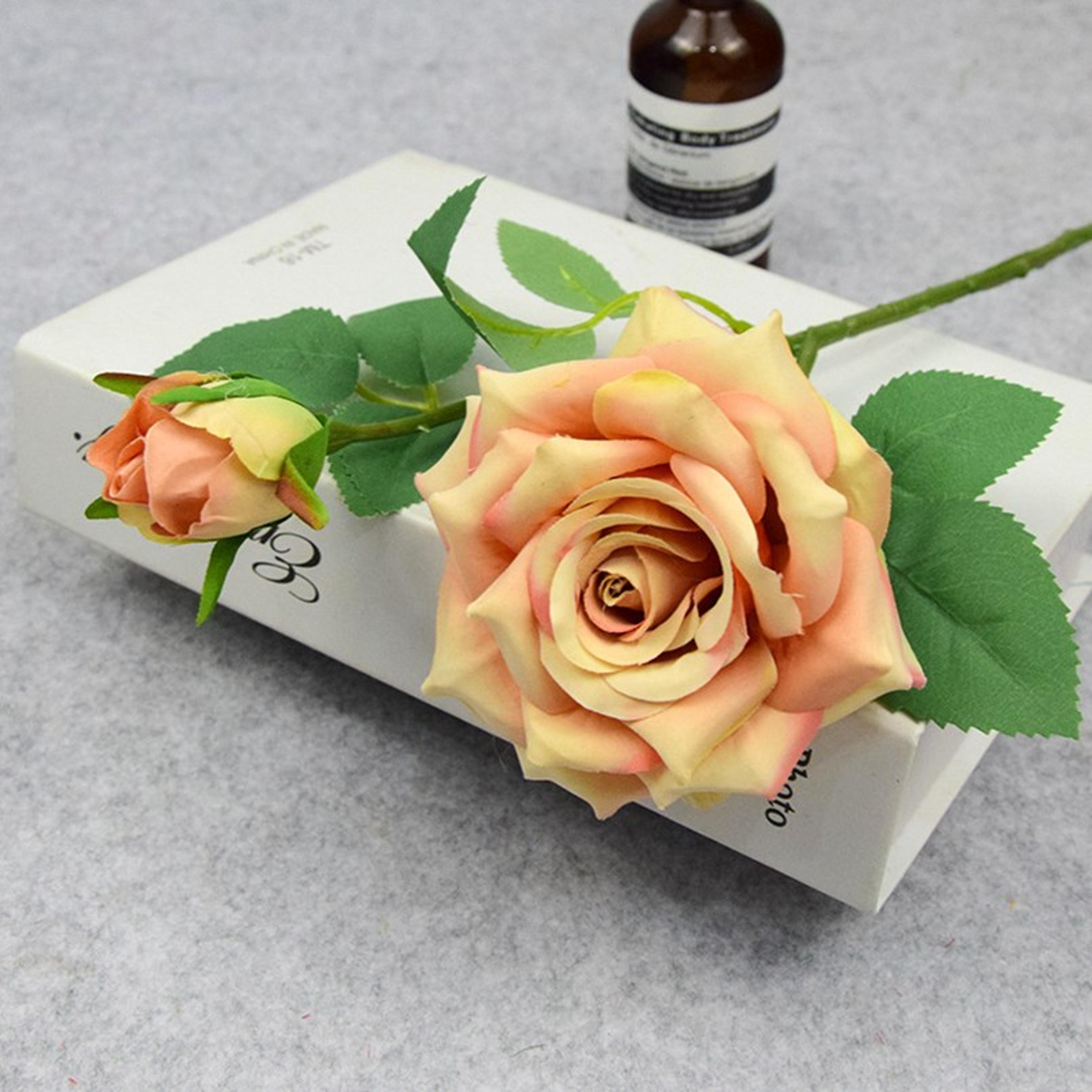 Artificial Silk Roses Big Beautiful Branch Vase Retro Wedding Decor Autumn Fake Flowers Home Room G 9