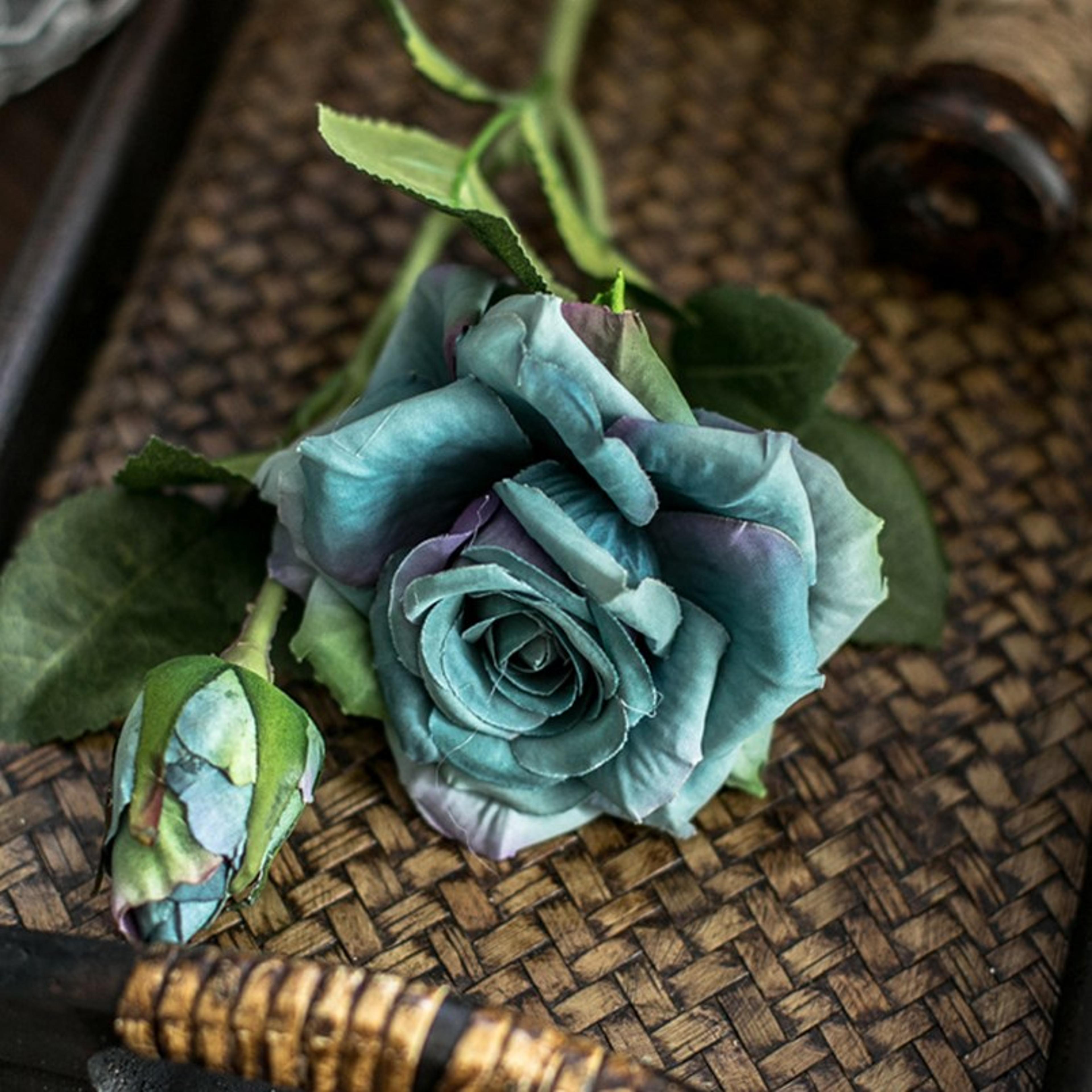 Artificial Silk Roses Big Beautiful Branch Vase Retro Wedding Decor Autumn Fake Flowers Home Room G 11