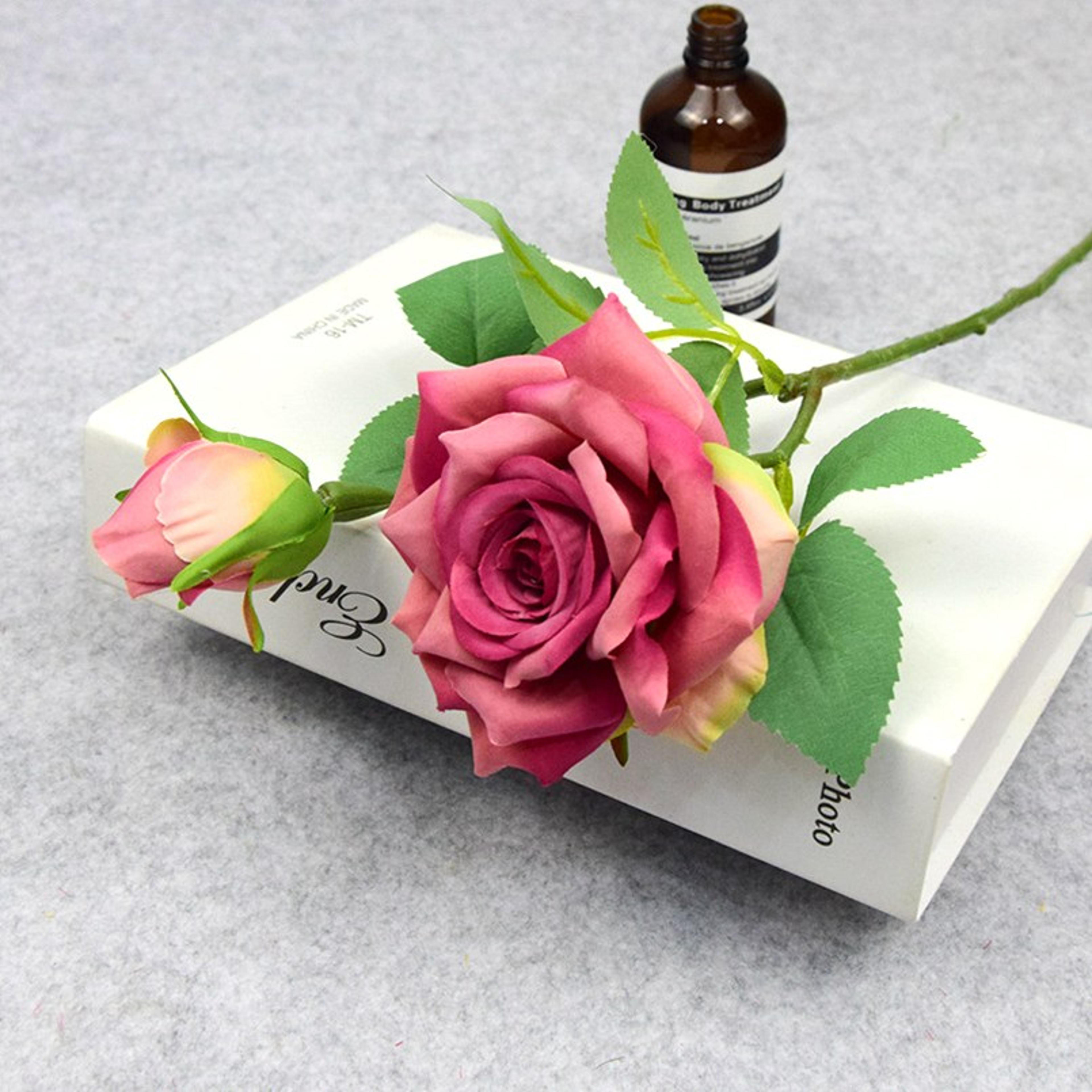 Artificial Silk Roses Big Beautiful Branch Vase Retro Wedding Decor Autumn Fake Flowers Home Room G 13
