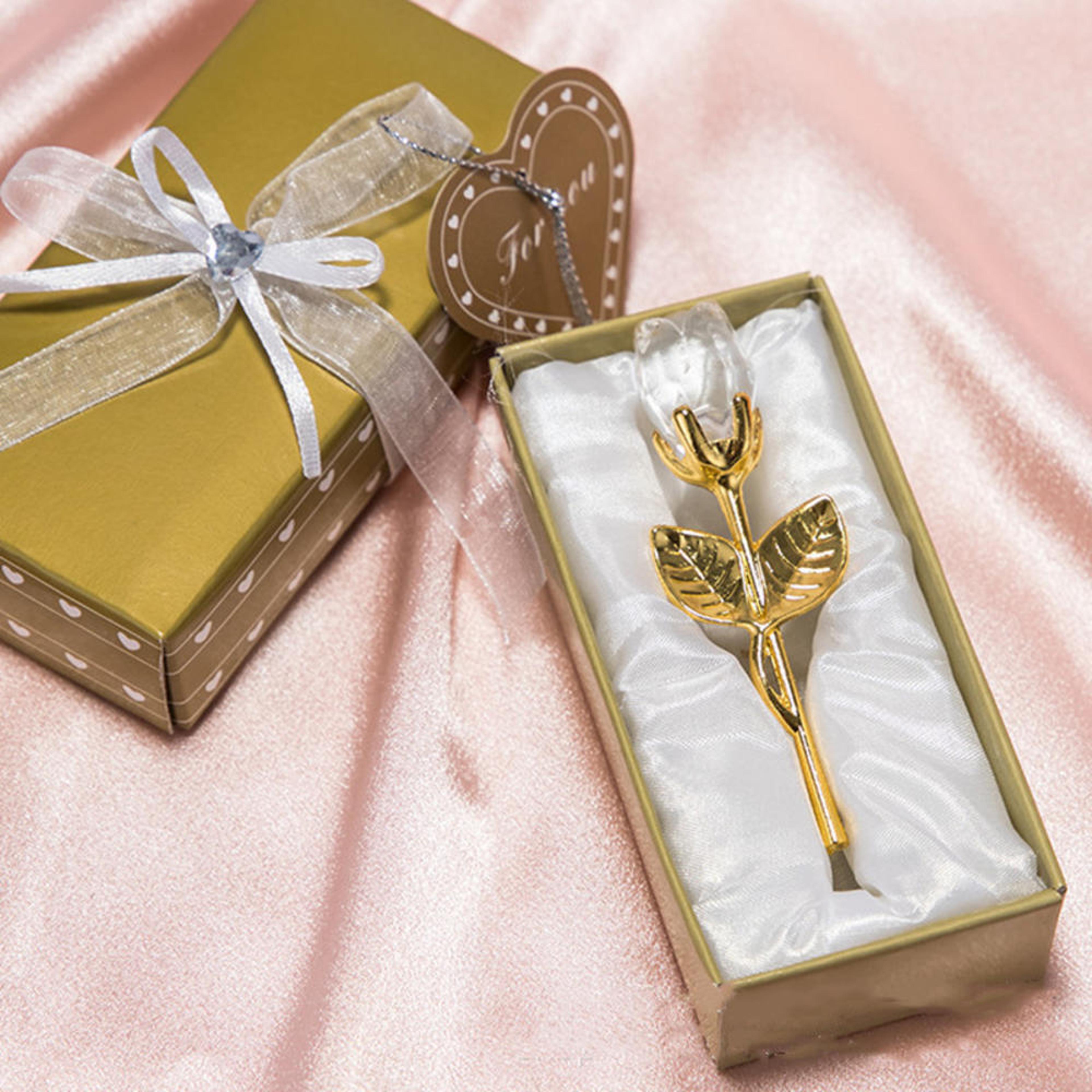 Crystal Glass Rose Valentines Day Gift Artificial Flower Silver Gold Rod Wedding Gifts For Guest Gi 1