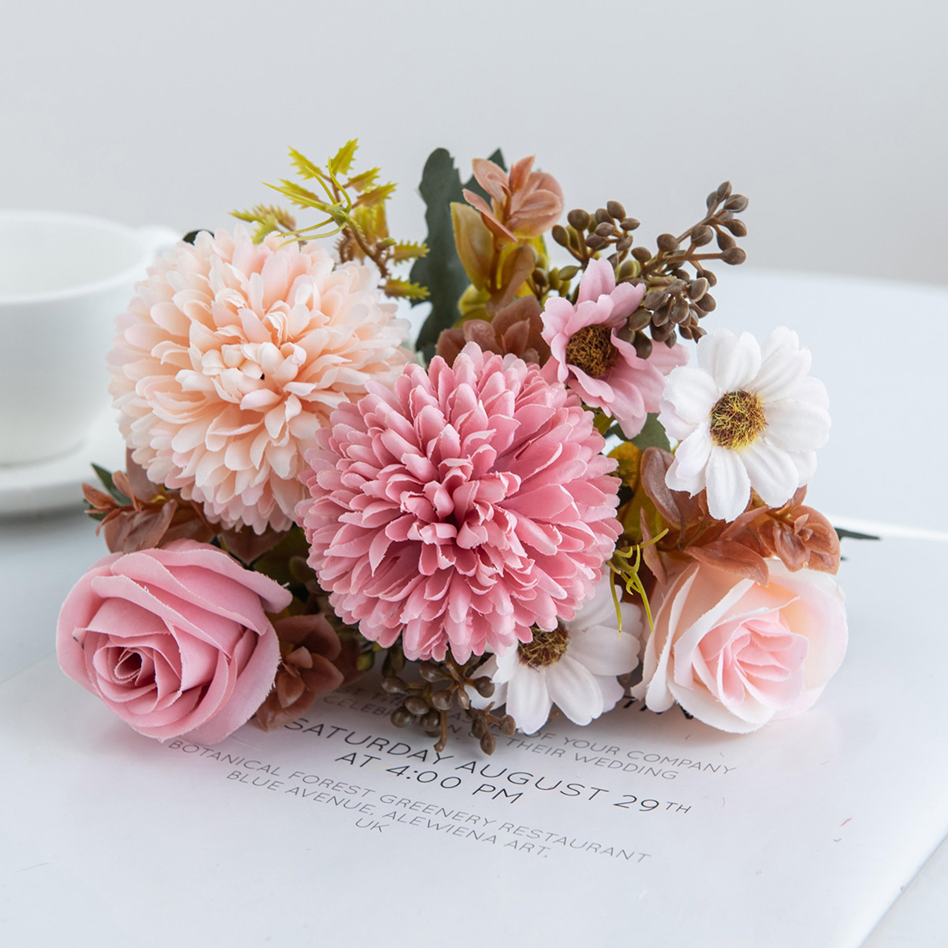 Artificial Silk Rose Flowers Wreaths Wedding Home Room Decoration Photography Props 7