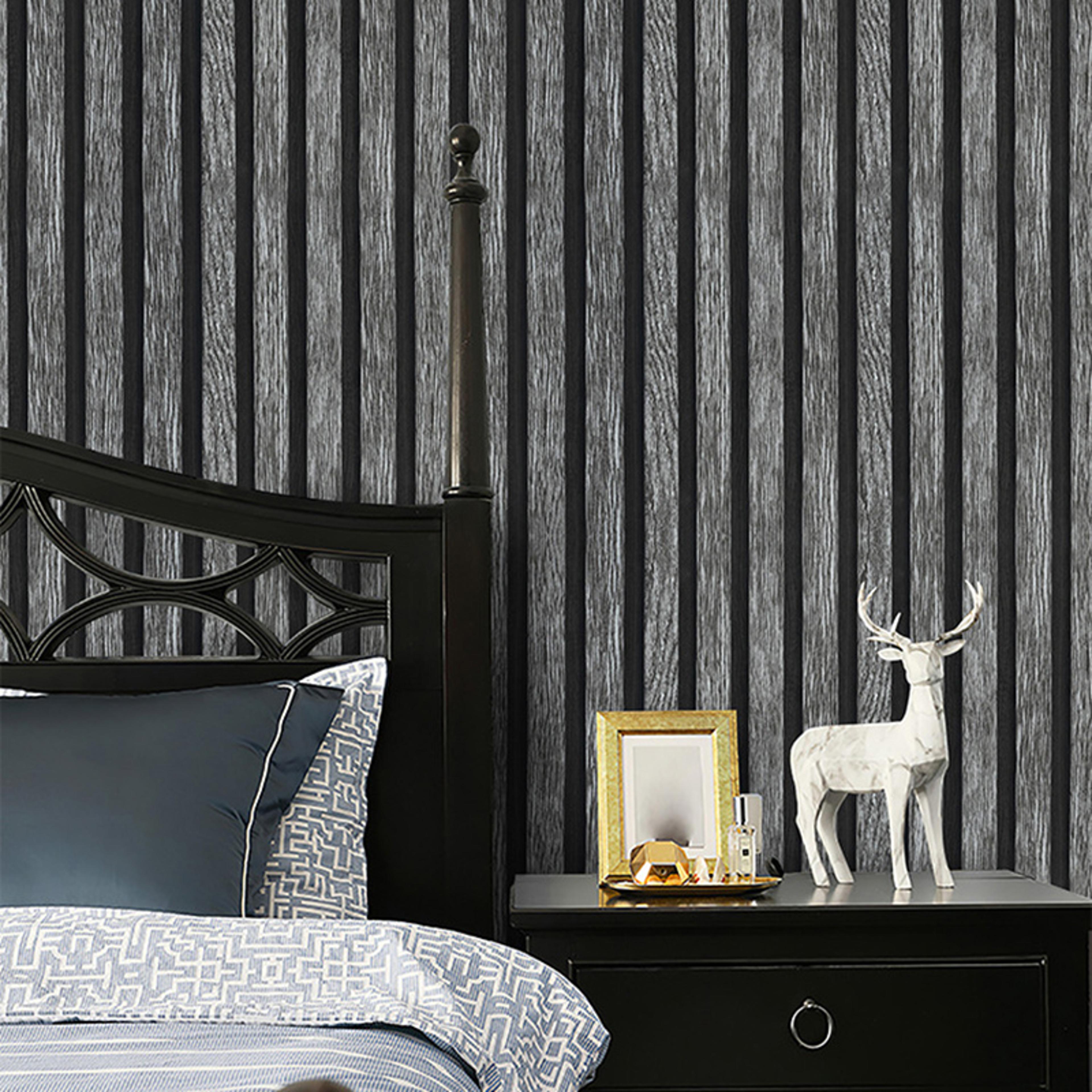 Waterproof SelfAdhesive New Black And Gray Grille Wood Grain Wallpaper Stylish Background Wall Pape 3