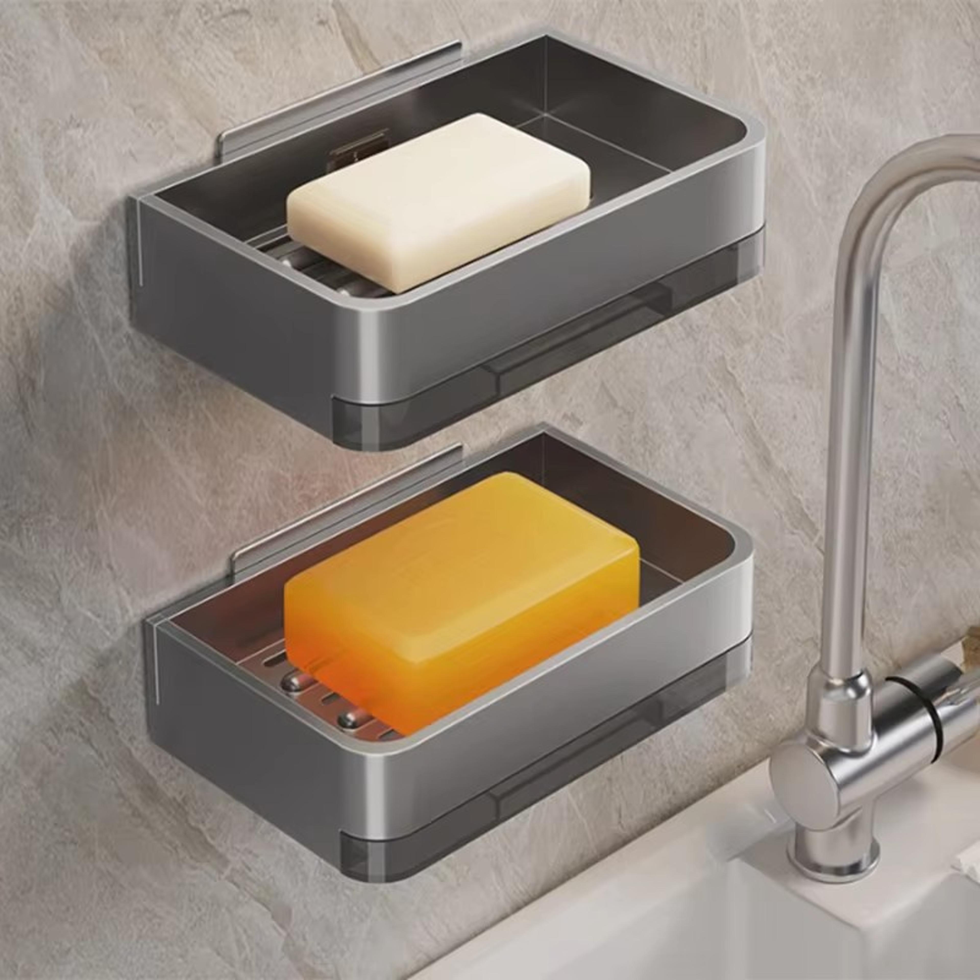 Space Aluminum Soap Box Wallmounted Bathroom Storage Rack Washroom Drain Shelf Organizer For Soap B 3
