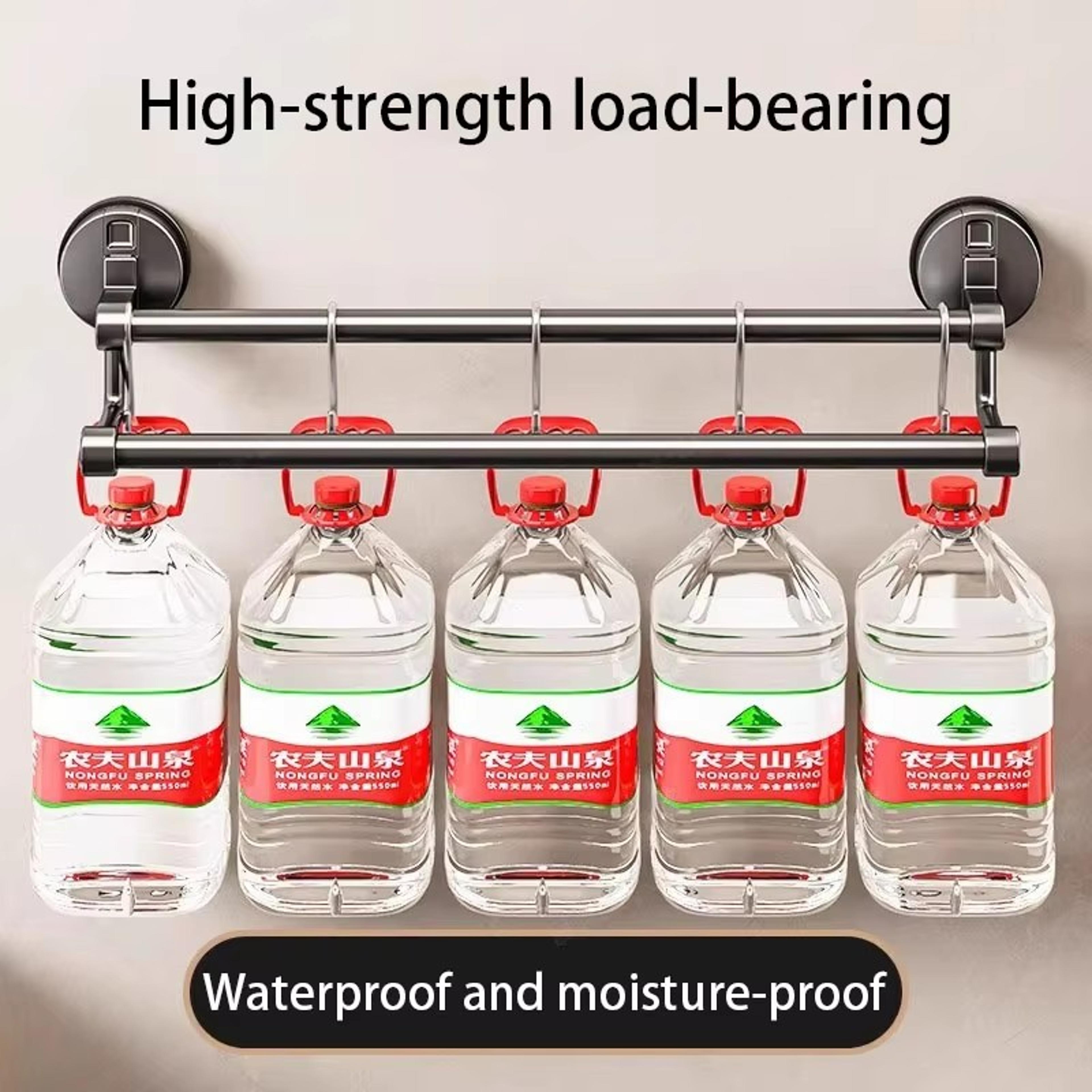 Bathroom Space Aluminum Double Rod Towel Rack Punchfree Storage Shelf 3