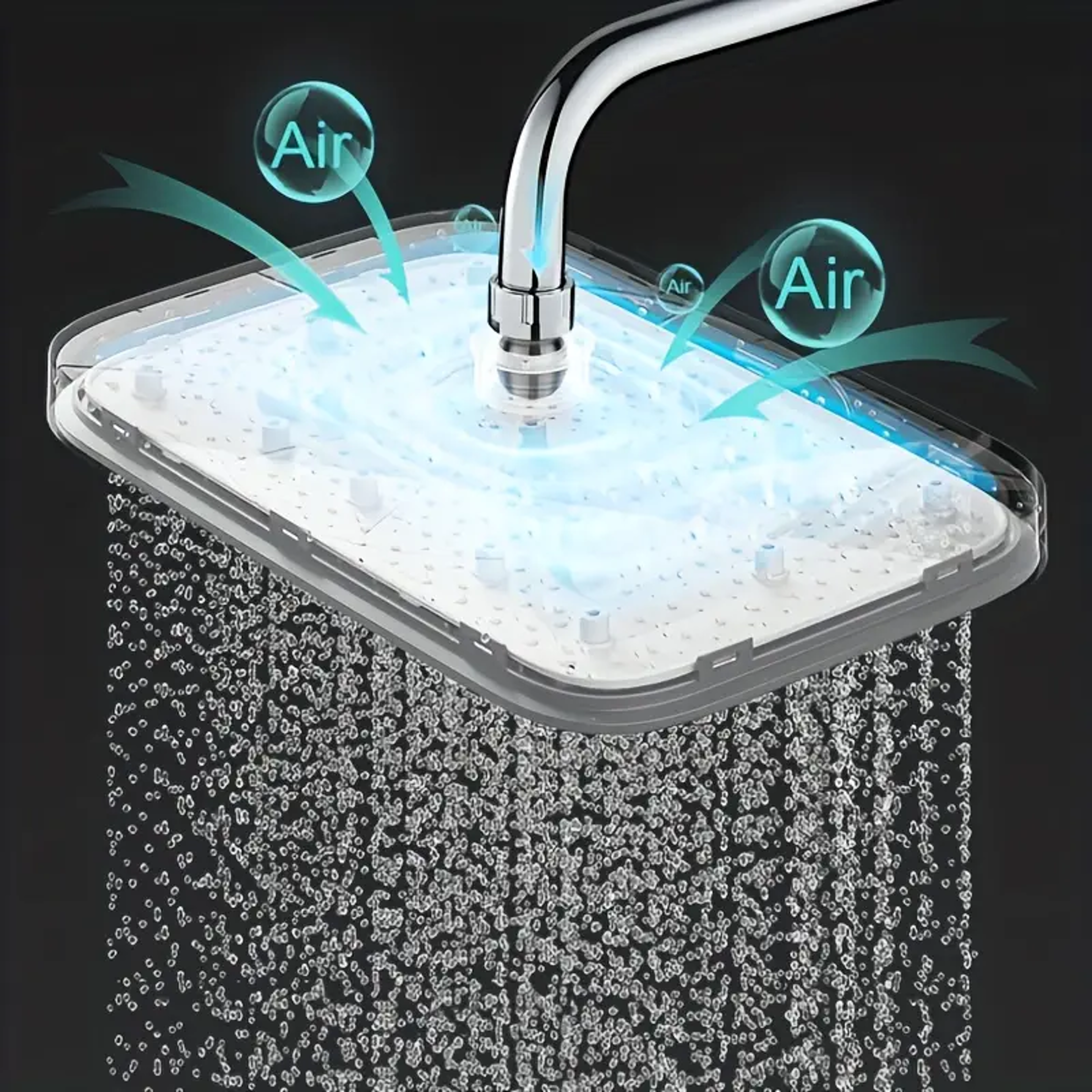 Large Water Outlet Pressurized Shower Head Water Heater With Top Spray Panel 2