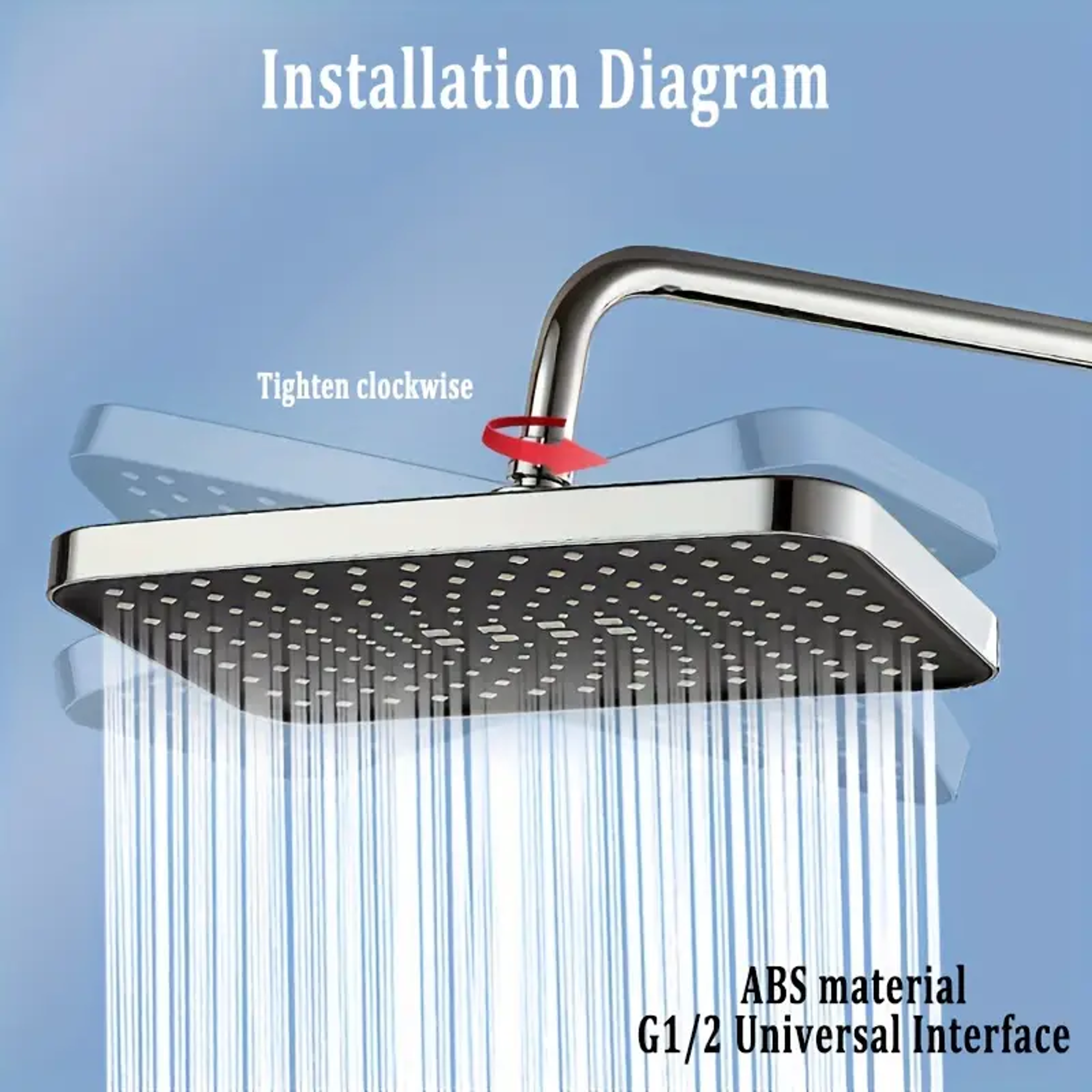 High Pressure ABS Rainfall Shower Head Adjustable Angle AntiClog Nozzle Water Saving Bathroom Acces 1