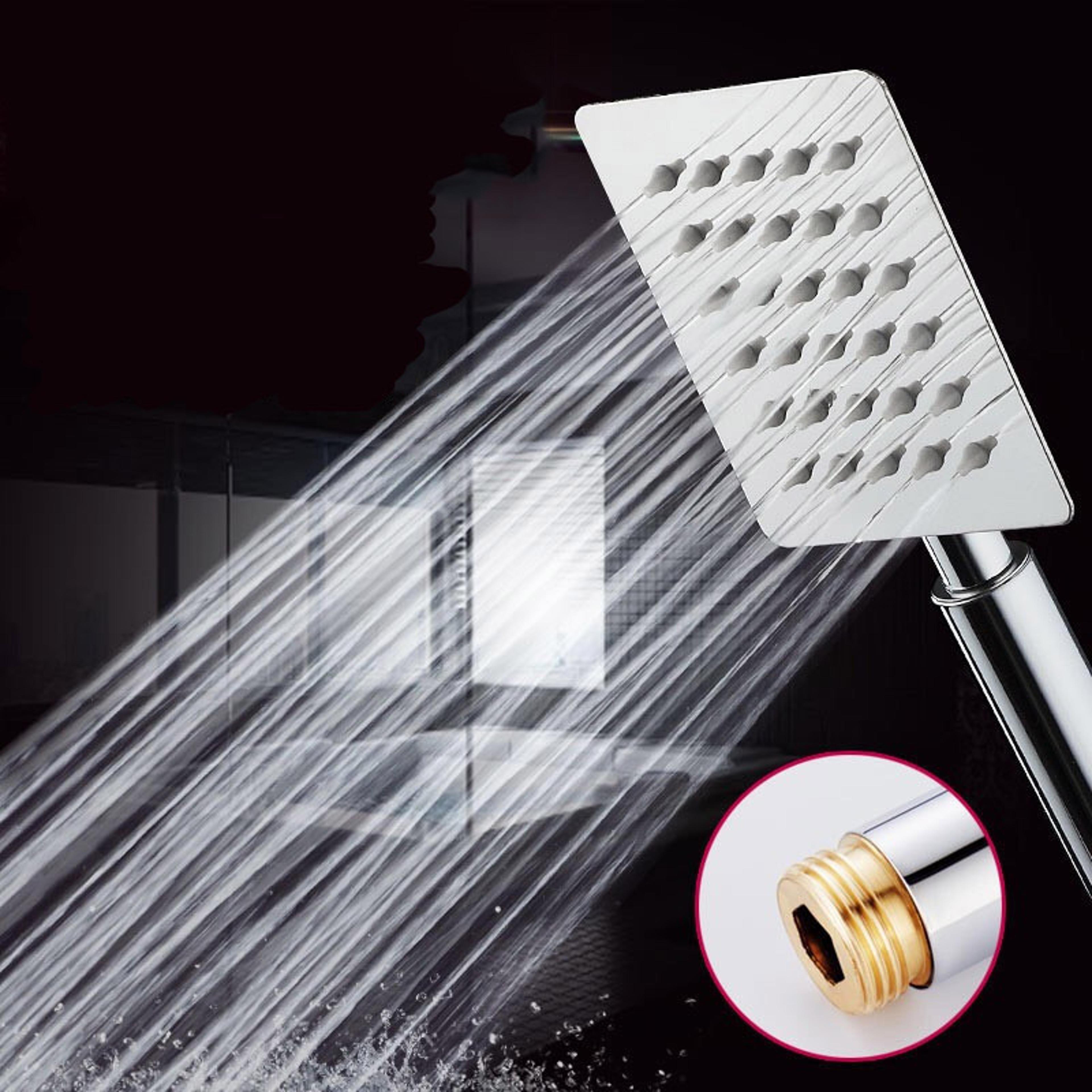 Booster Shower Head Handheld Set Stainless Steel Silicone Water Outlet Round Square 2
