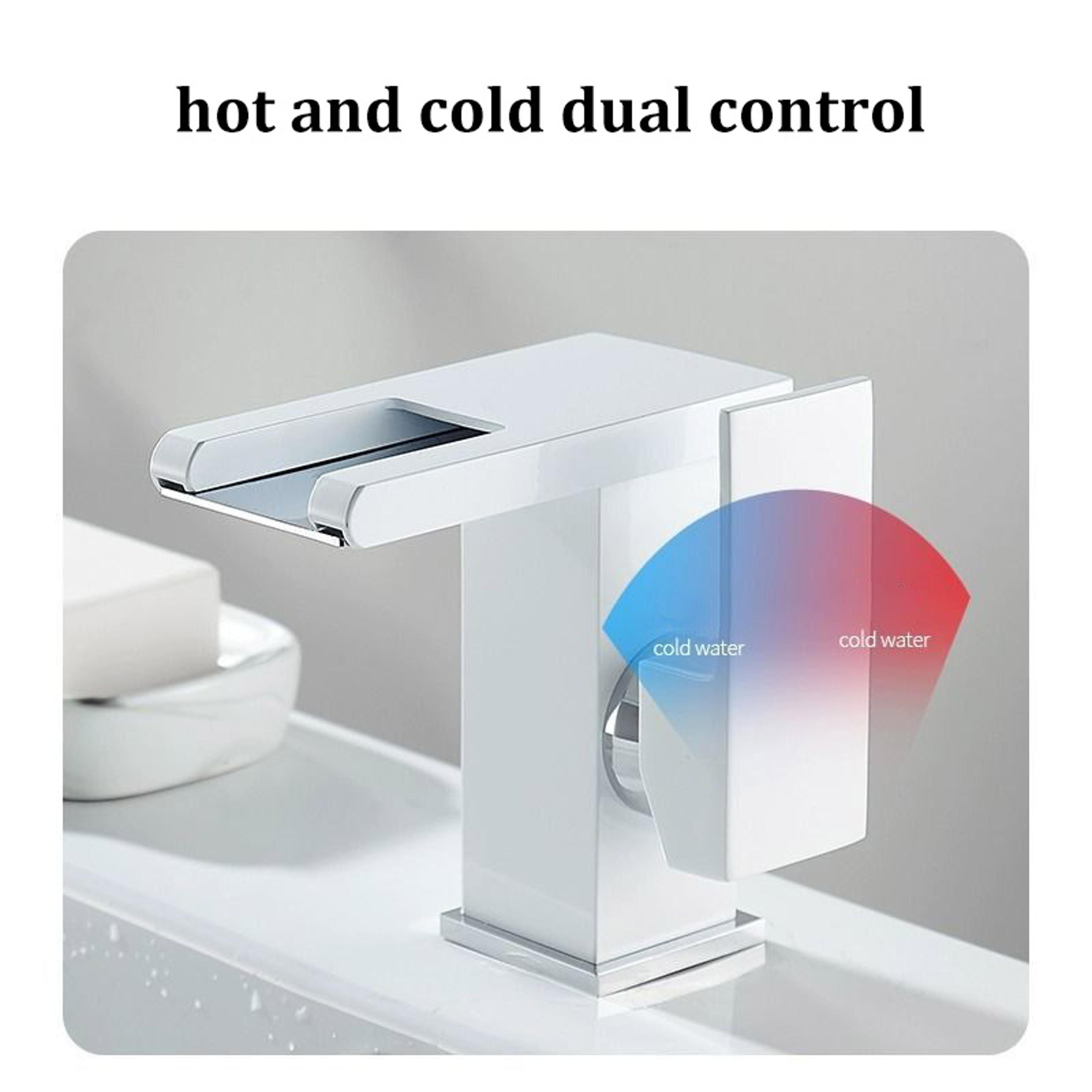 Luminous Waterfall Faucet Allcopper LED Light Hot And Cold Basin Faucet 2