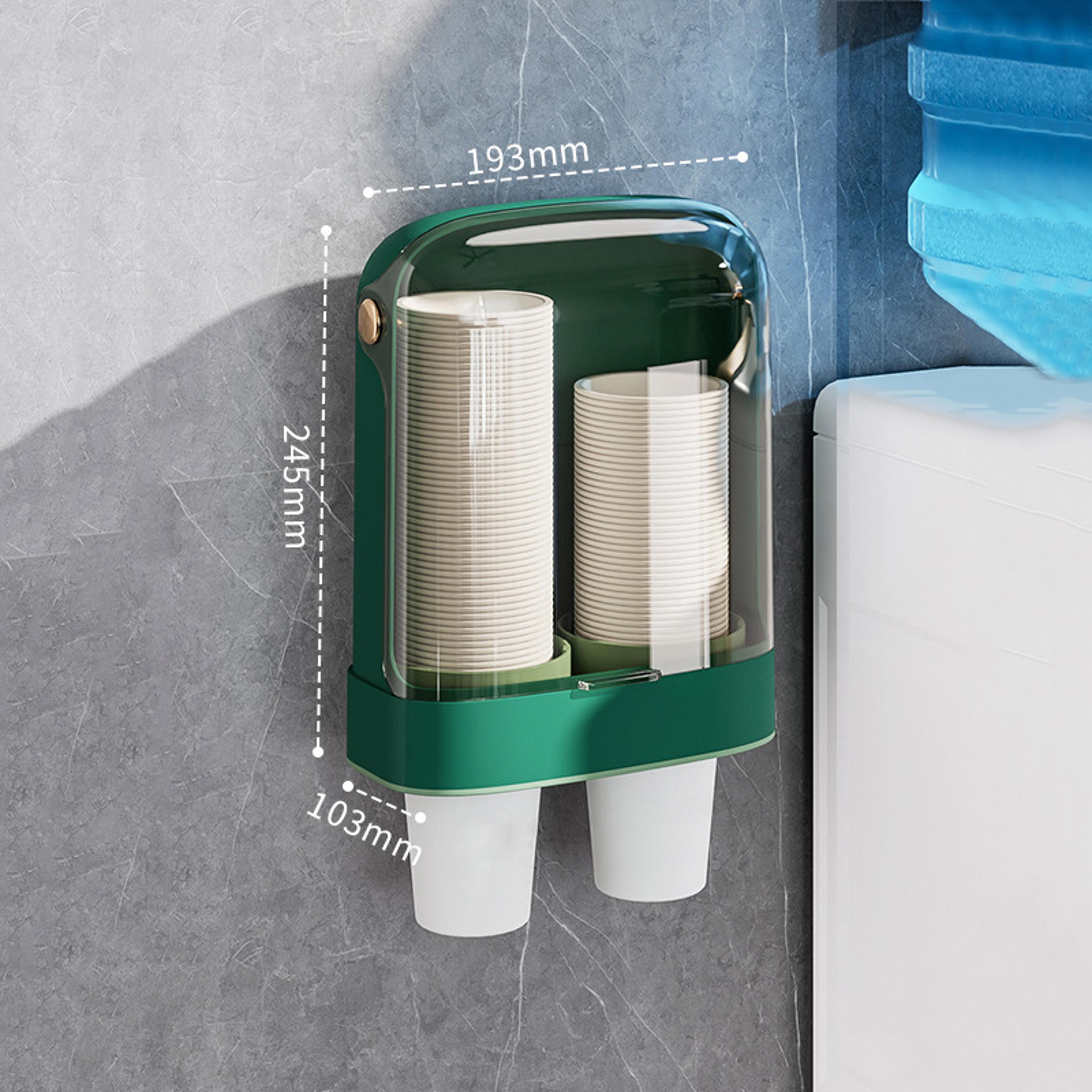 Household Paper Cup Holder WallMounted NoDrill Dustproof Cup Dispenser Storage Rack 8
