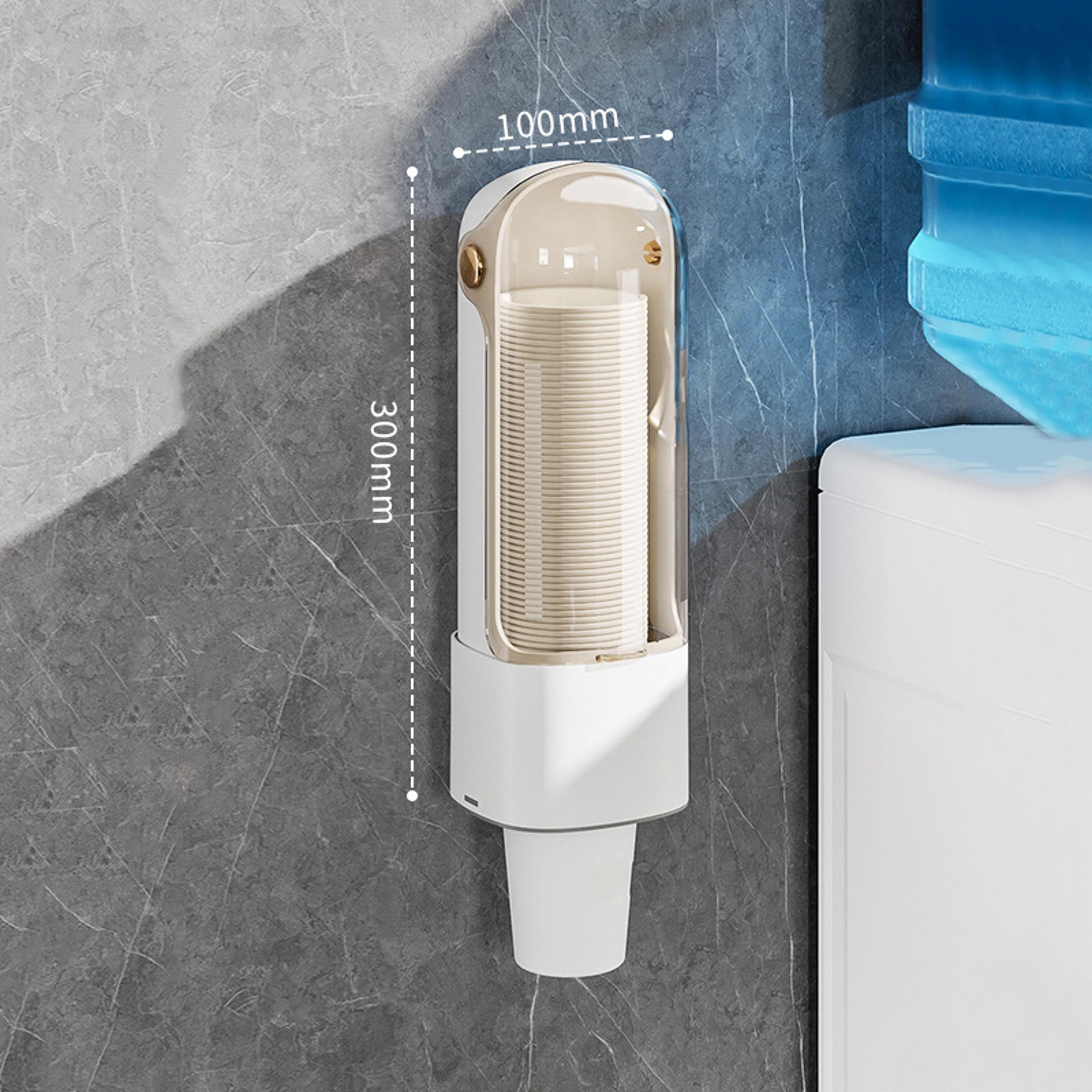 Household Paper Cup Holder WallMounted NoDrill Dustproof Cup Dispenser Storage Rack 6
