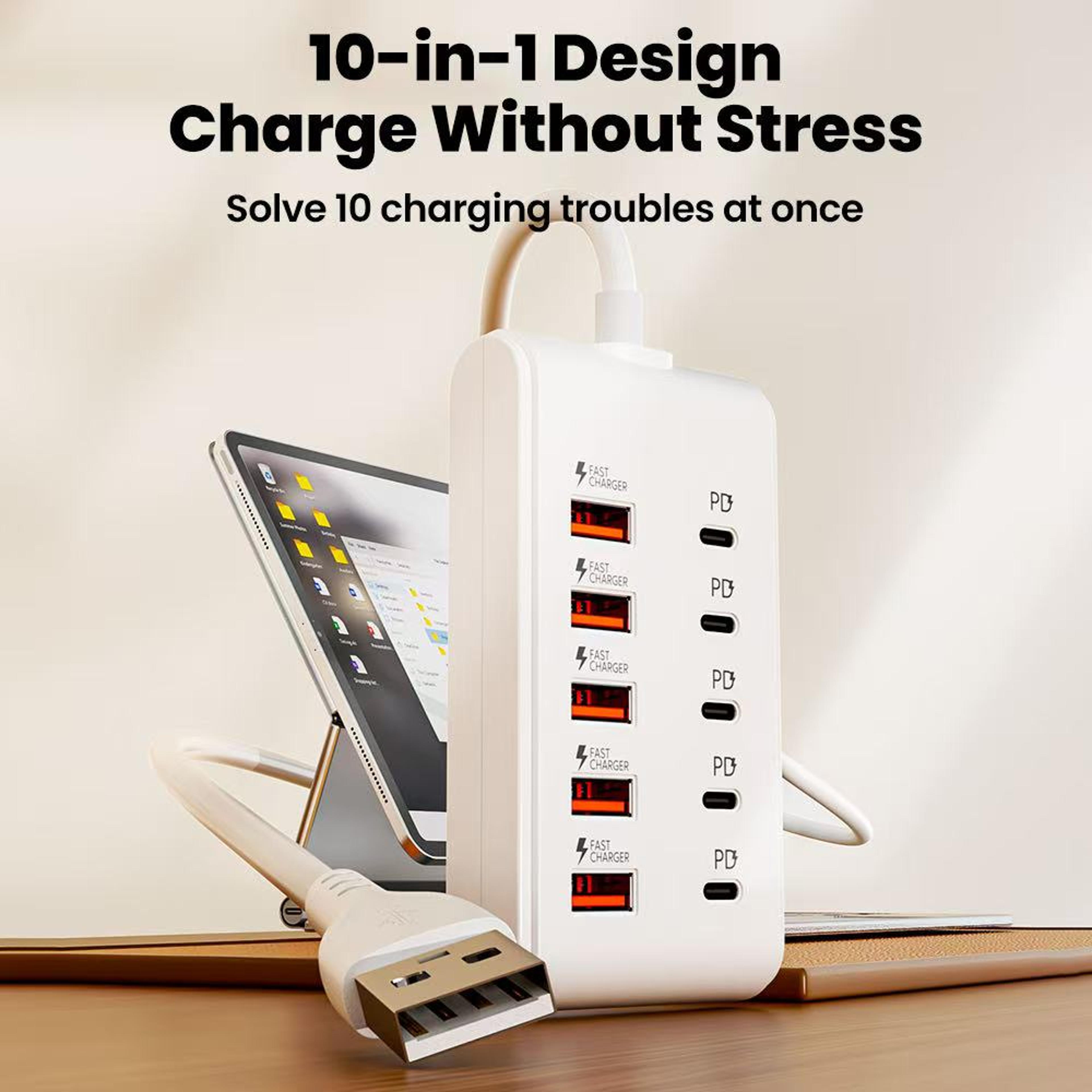 Universal Multi Port USB Power Strip USB C Desktop Charging Station Type C HUB Adapter 3
