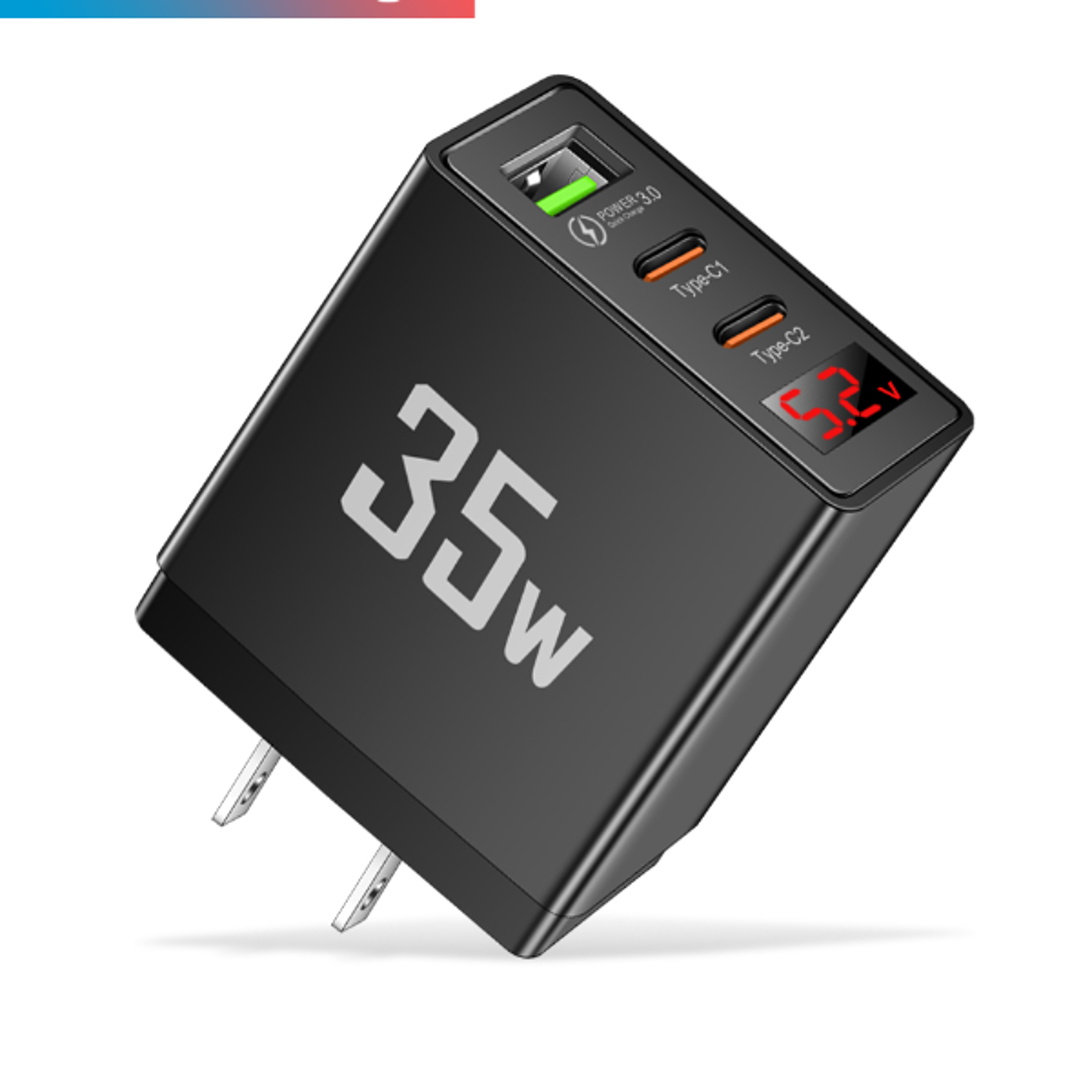 USB Charger with Quick Charge LED Display PD Type C Fast Wall Charger for Phones