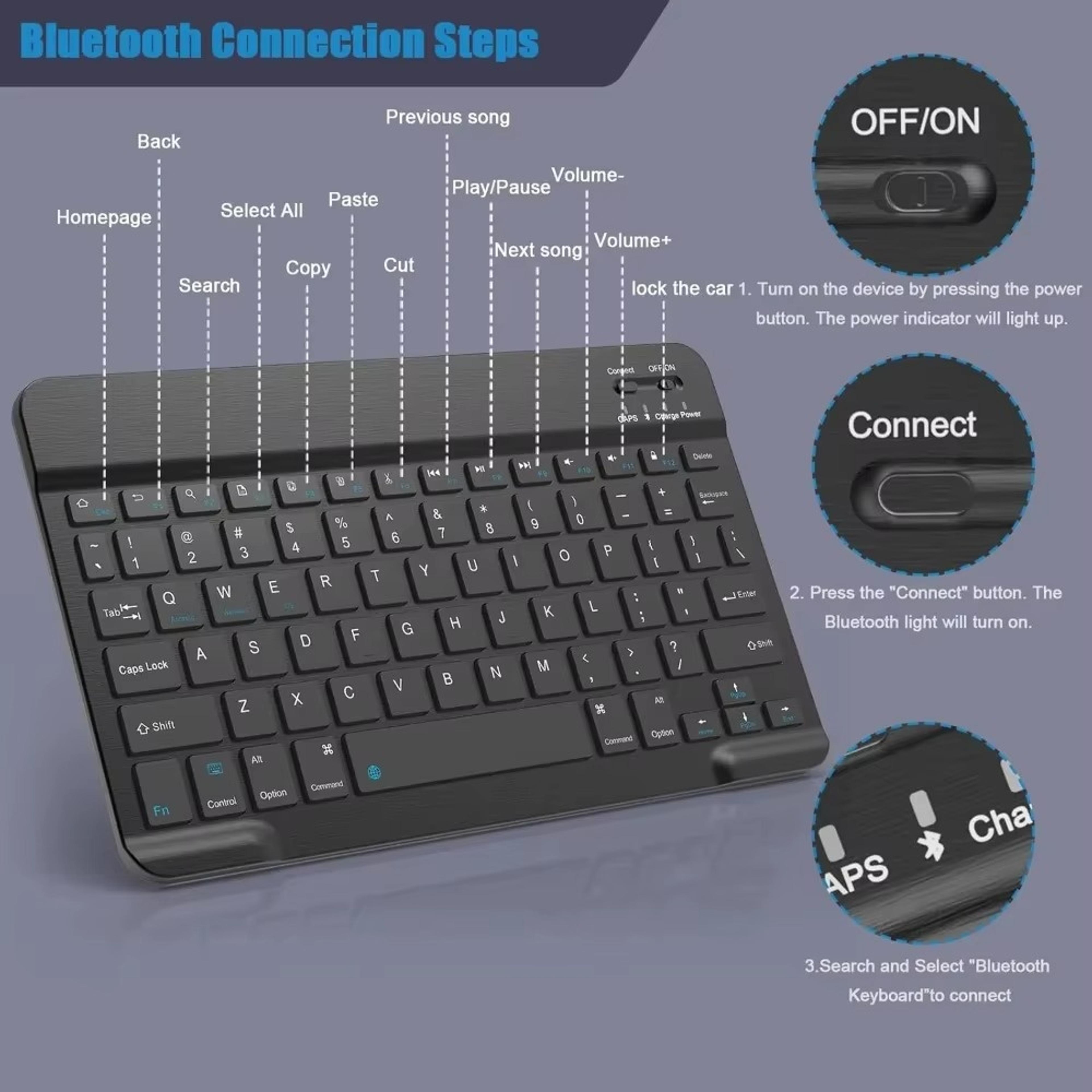 Silent Mini Wireless Keyboard Bluetooth Rechargeable Gaming Keyboard 6