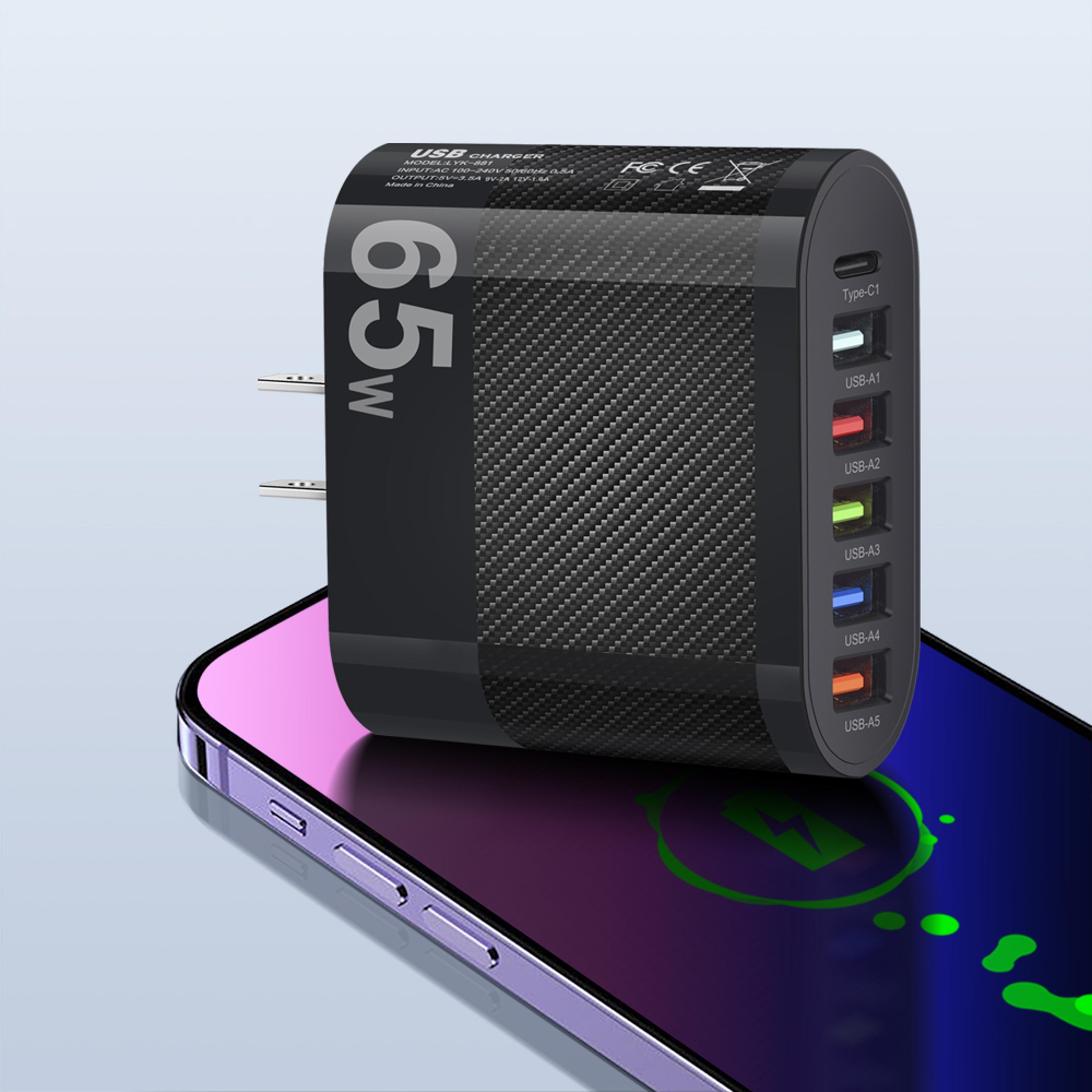 Fast Charging Port USB Charger PD Wall Adapter Quick Charge Phone Charger 6