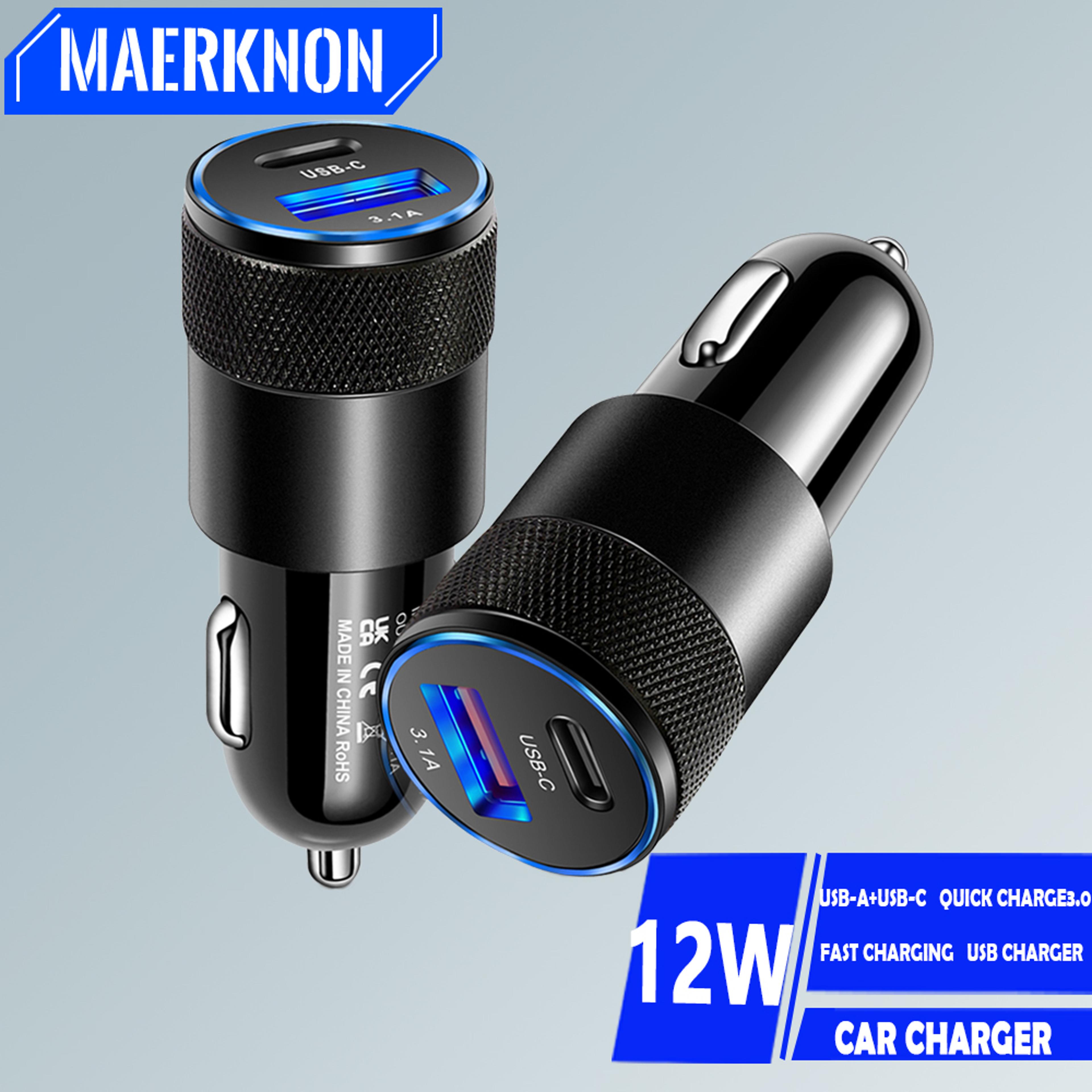 Car Charger Type C PD USB Quick Charge Dual Ports Phone Adapter 6