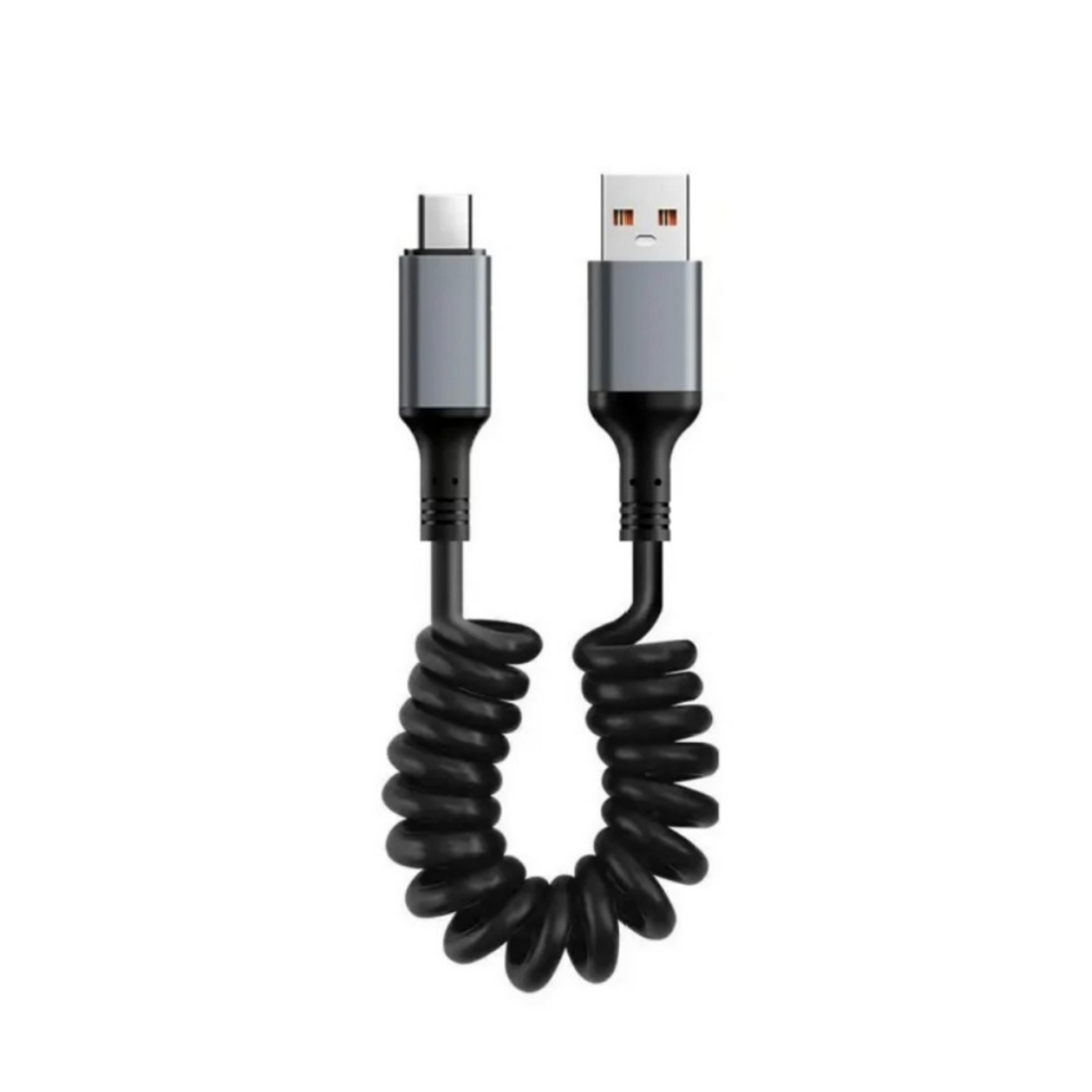 USB Type C Cable PD Fast Charging Retractable Spring Data Cord For USB C Phone Charger 5