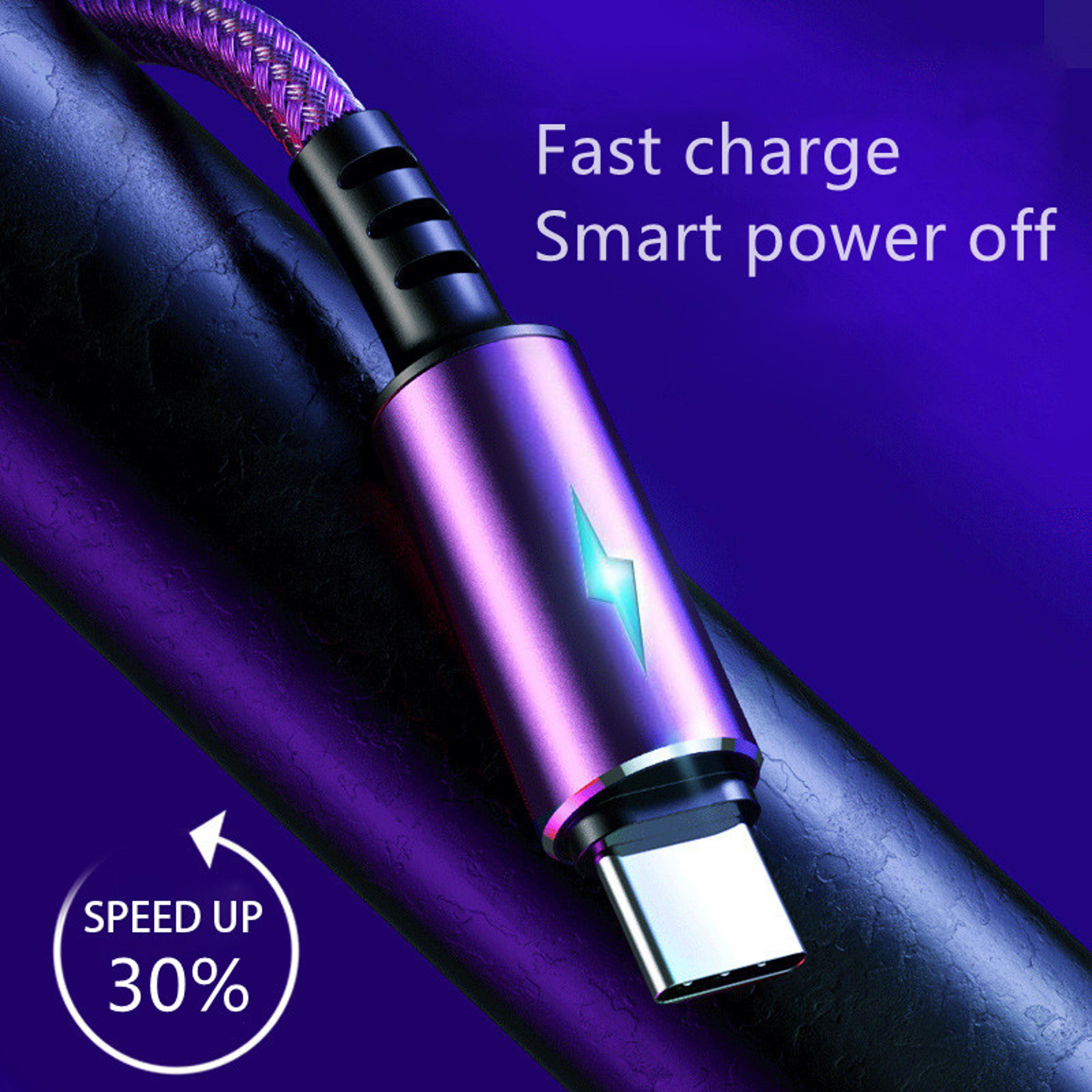 Quick Charge Cable USB Type C LED Fast Charging Micro USB Data Cord Phone Charger Wire 1