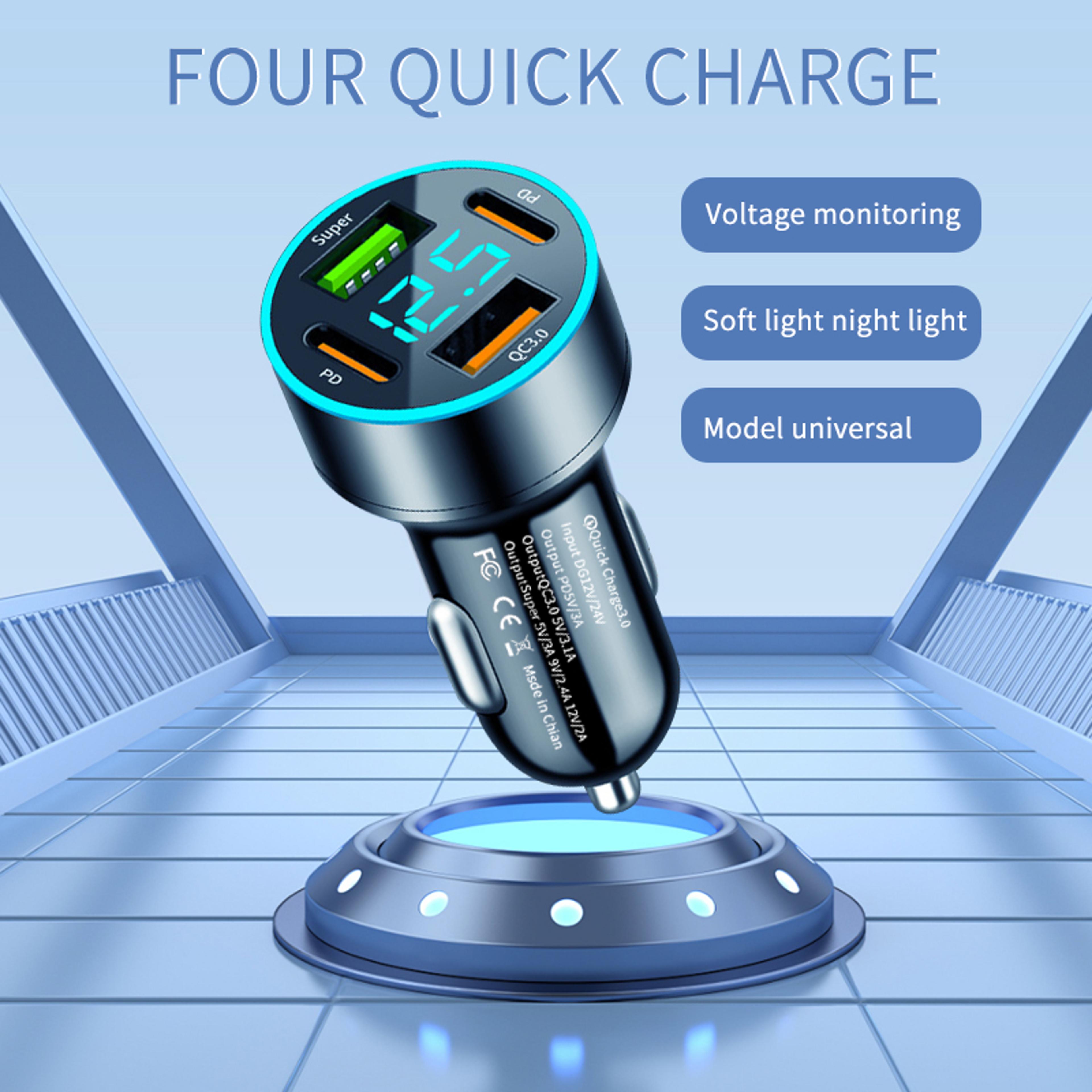 USB PD Car Charger Type C Quick Charge 30 Fast Charging Adapter With LED Display 3