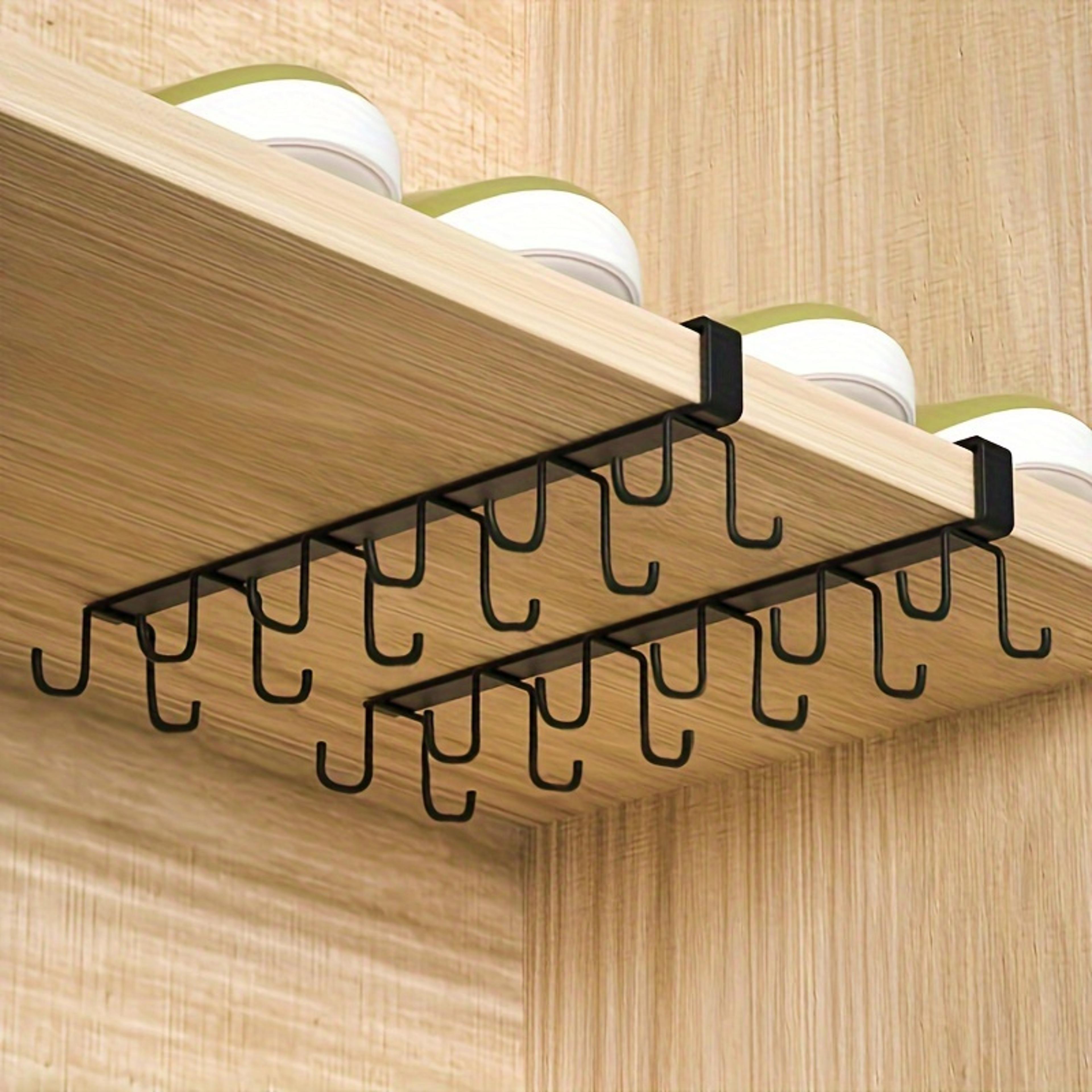 Hanging Rack For Kitchen Bathroom Bedroom Simple Double Row Hook Traceless Iron Cup Hook 1