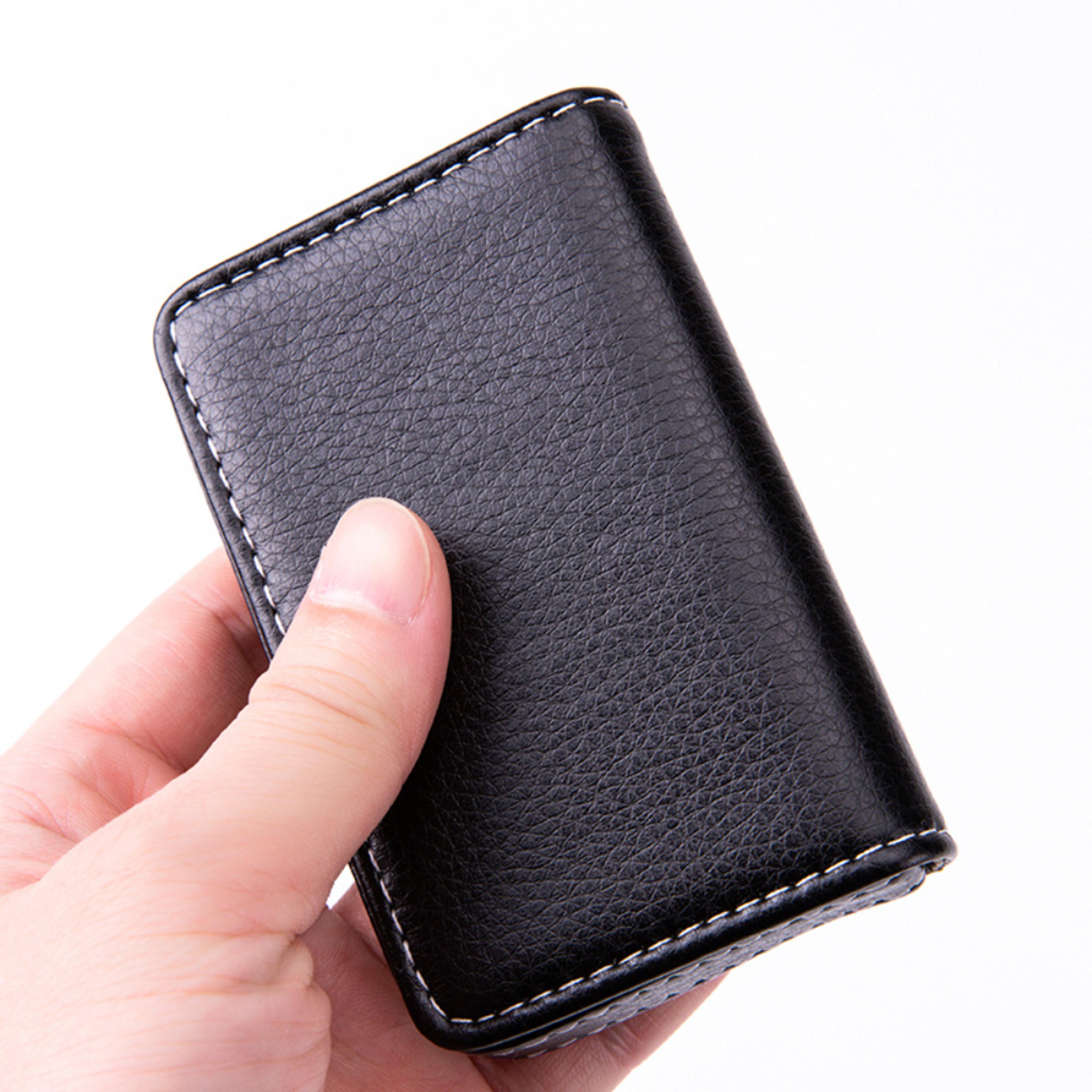 Magnetic Shut Sized Stitched PU Leather Credit Card Holder Business Card Case Wallet For Men And Wo 3