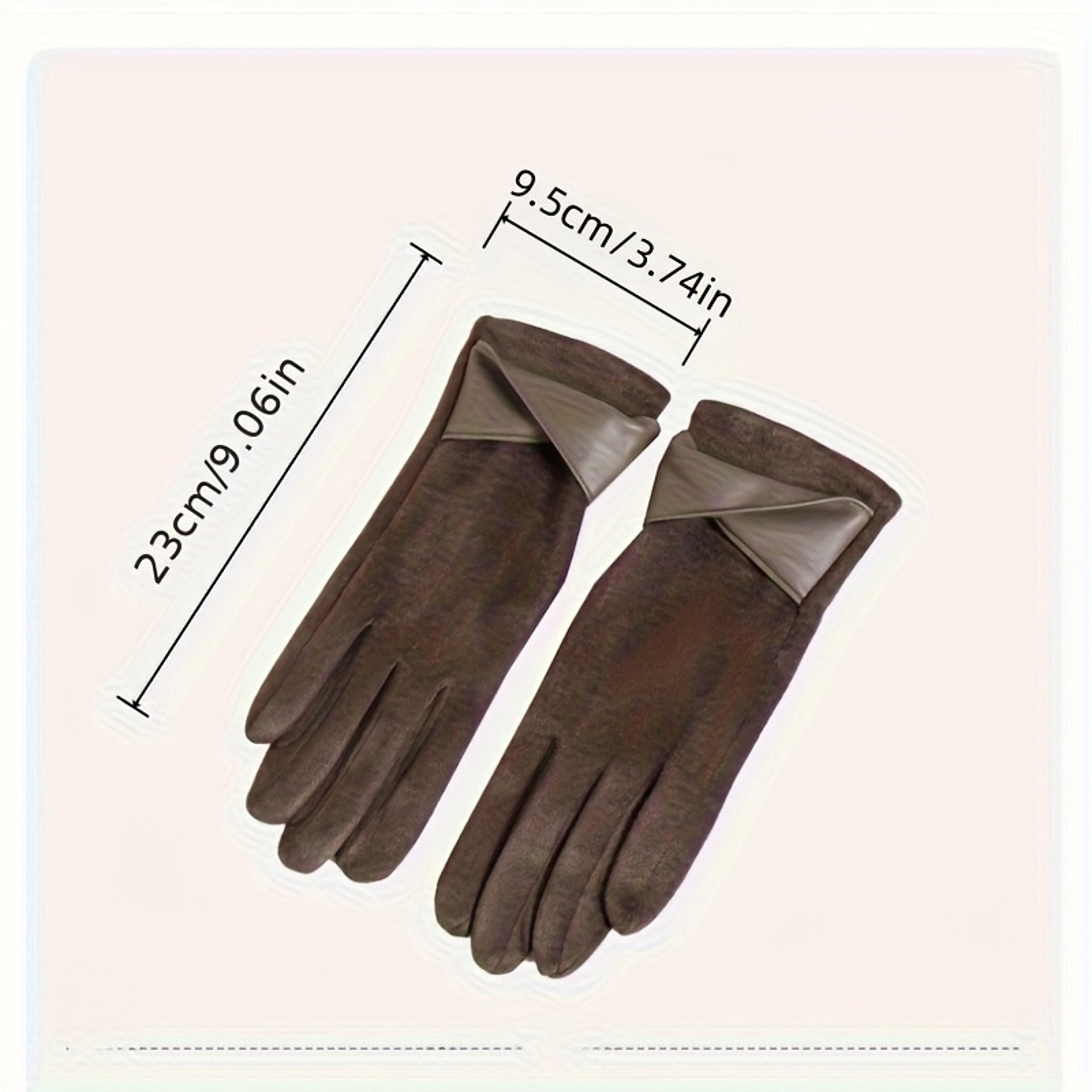 Thermal Winter Gloves For Women Soft Warm Lining Elegant Brown Beige Grey Pair 2