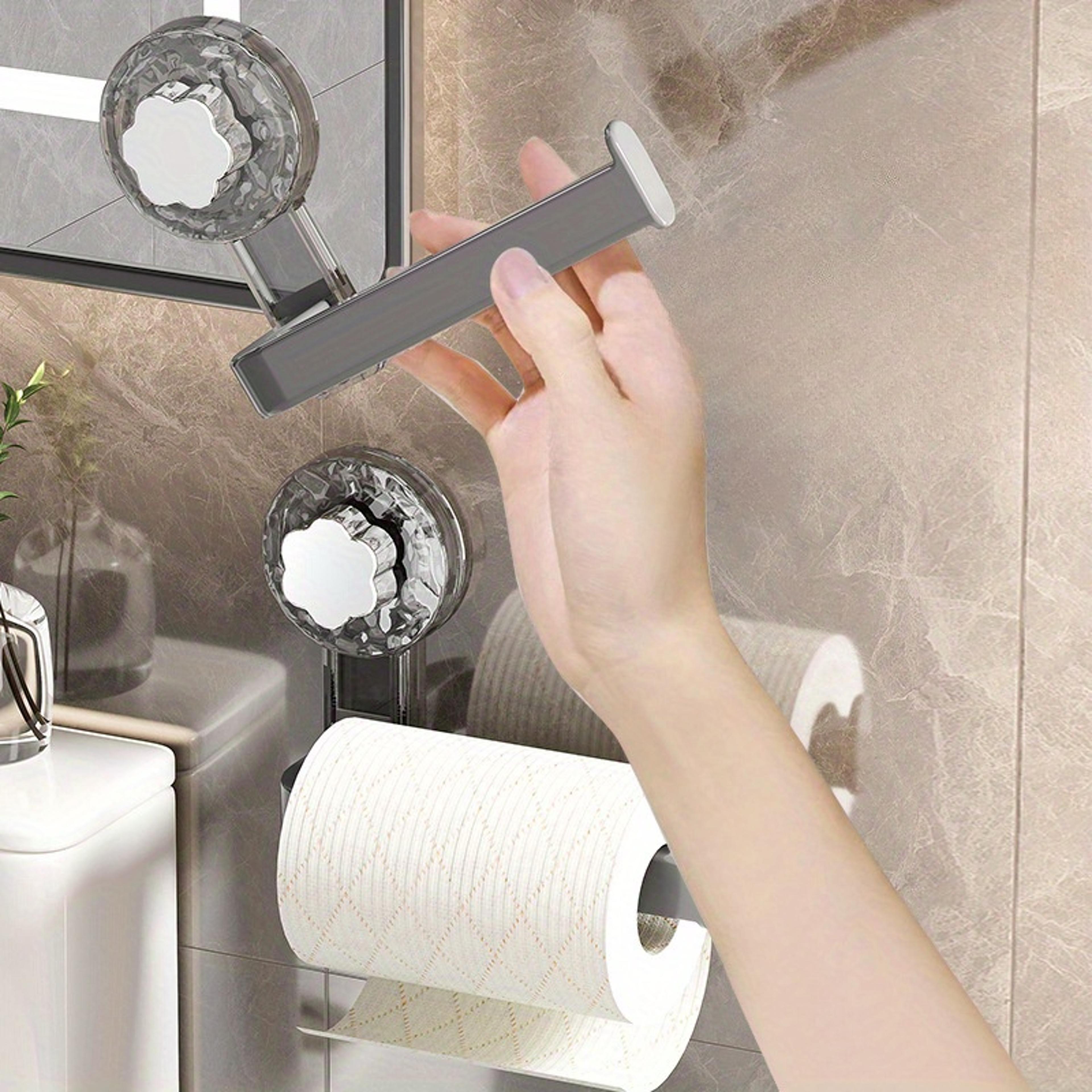 self-adhesive wall-mounted toilet paper holder with suction cup no-drill installation multipurpose tissue roll