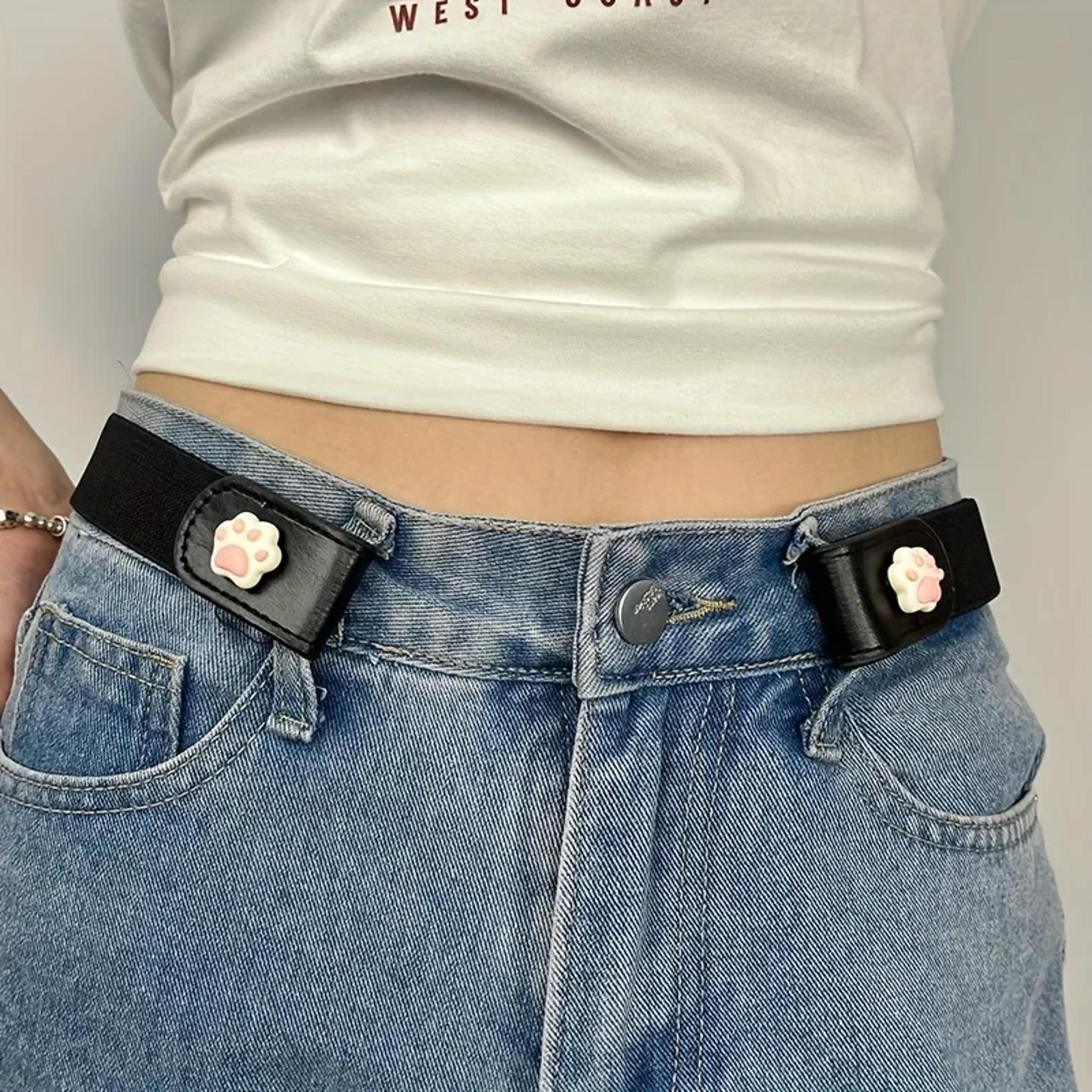 Invisible No Trace Elastic Stretch Belt Press Buckle Lazy Belt Womens Adjustable Jeans Waist Belt 3