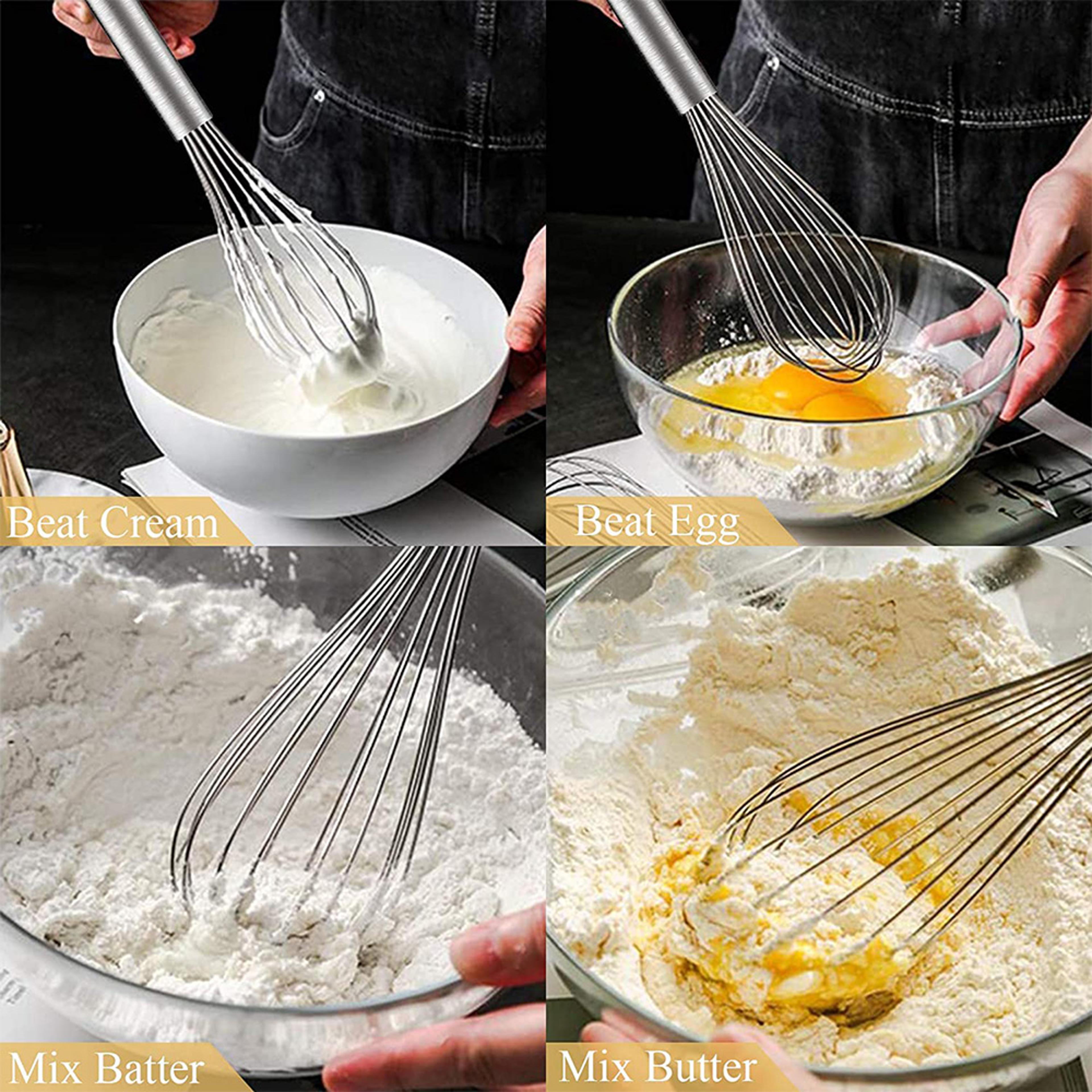 Stainless Steel Whisk Set Wire Whisks With Stainless Grip Kitchen Balloon Whisks 2