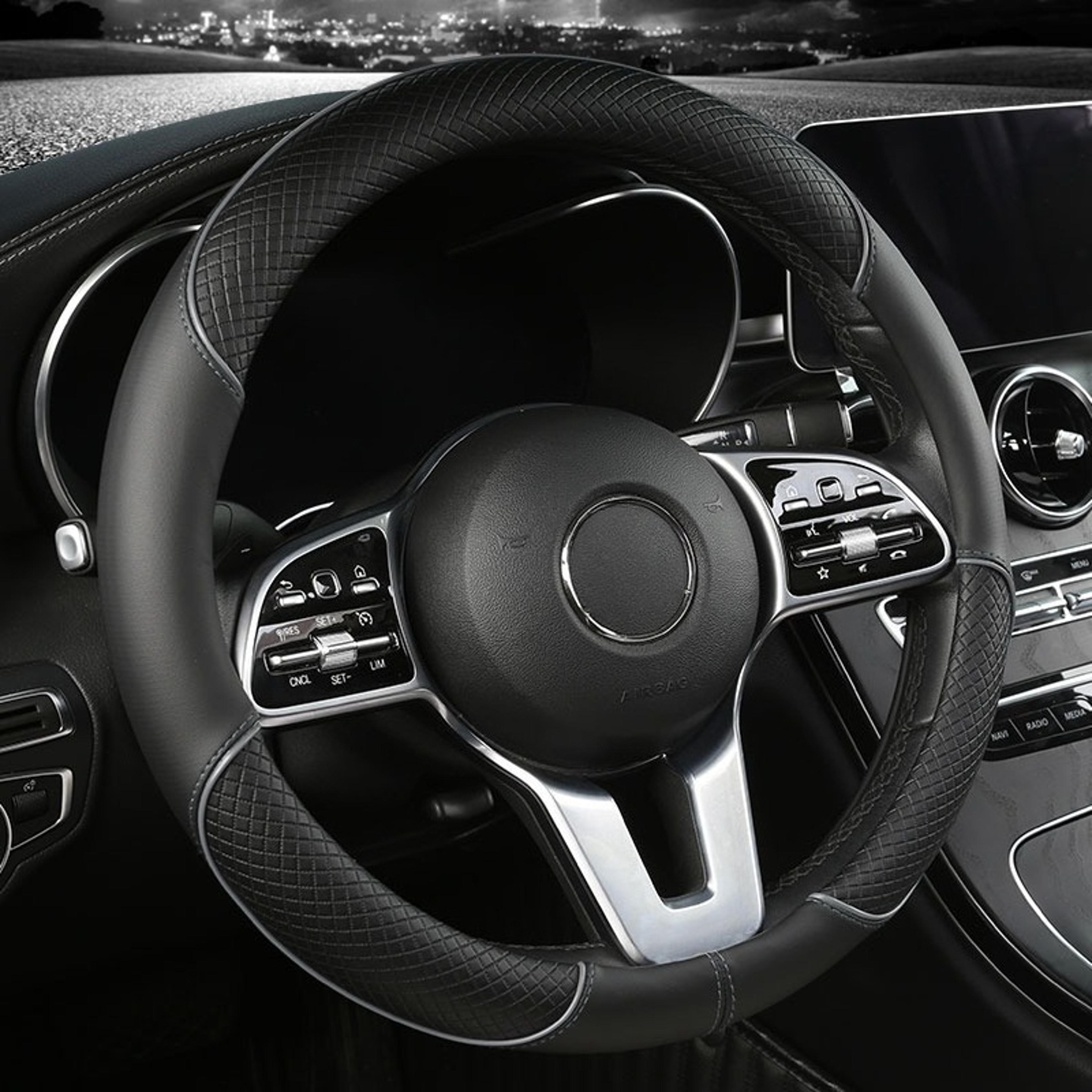 Universal Leather Diamond Steering Wheel Cover All Seasons Durable AntiSlip Veins Design 6