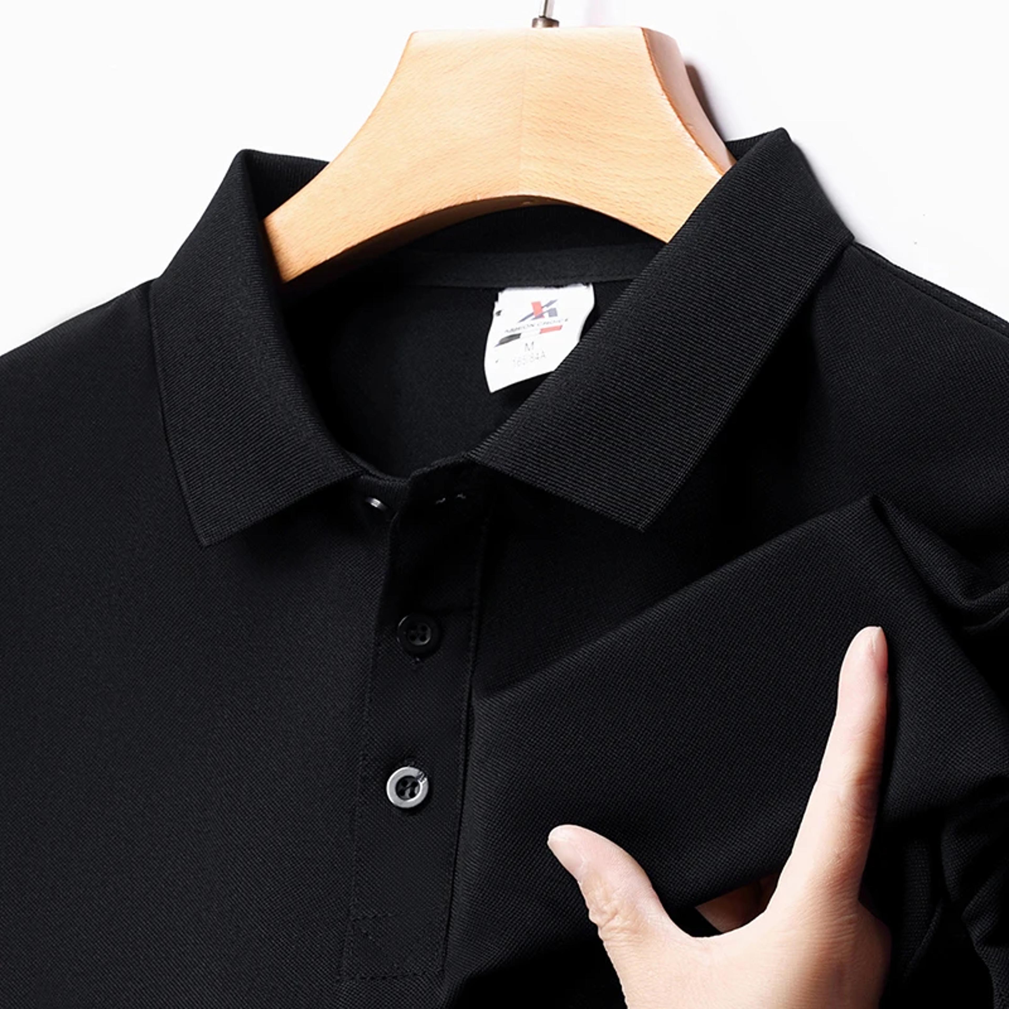 Comfortable Breathable Top Mens Fashion Solid Short Sleeved Polo Shirt Summer 3