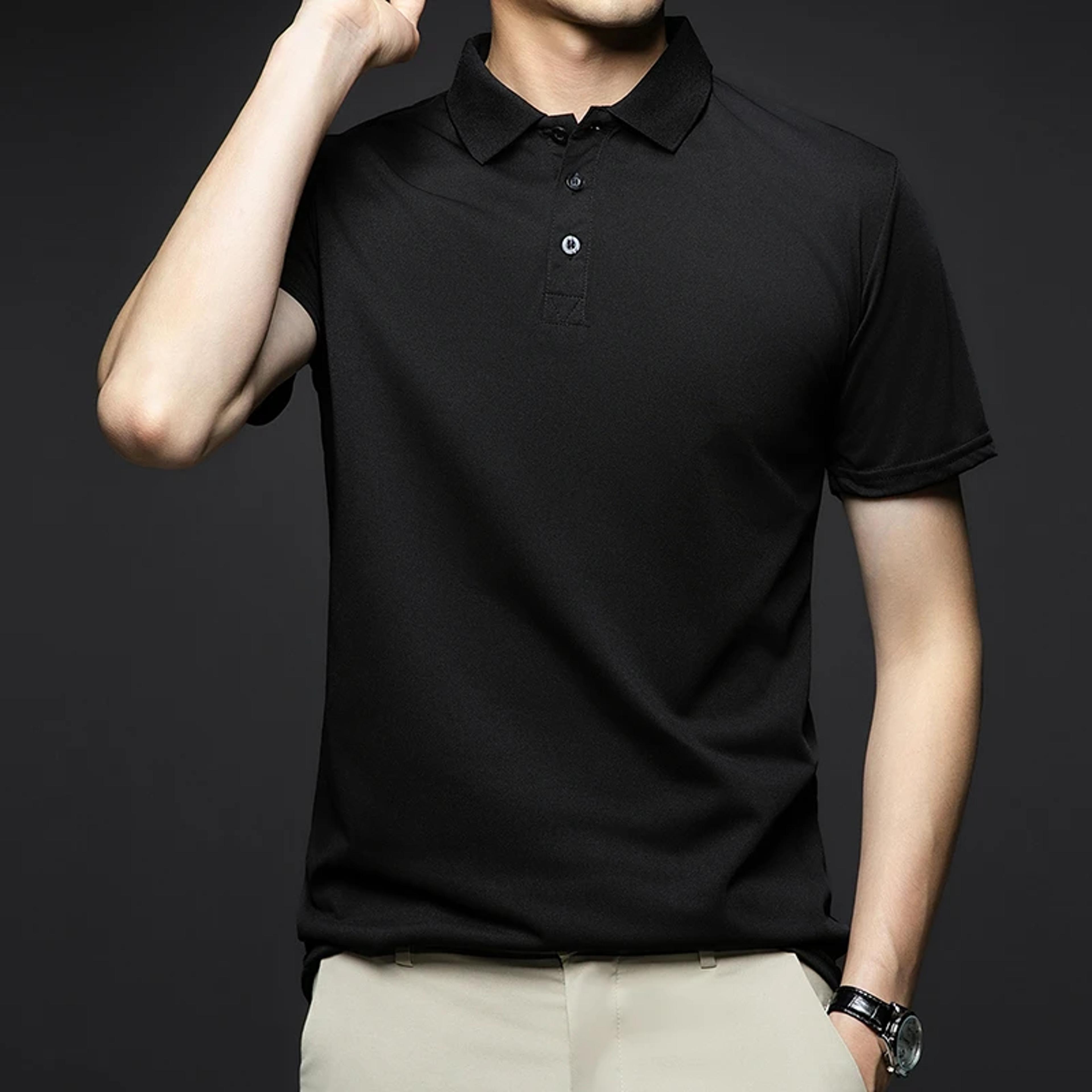 Comfortable Breathable Top Mens Fashion Solid Short Sleeved Polo Shirt Summer 8