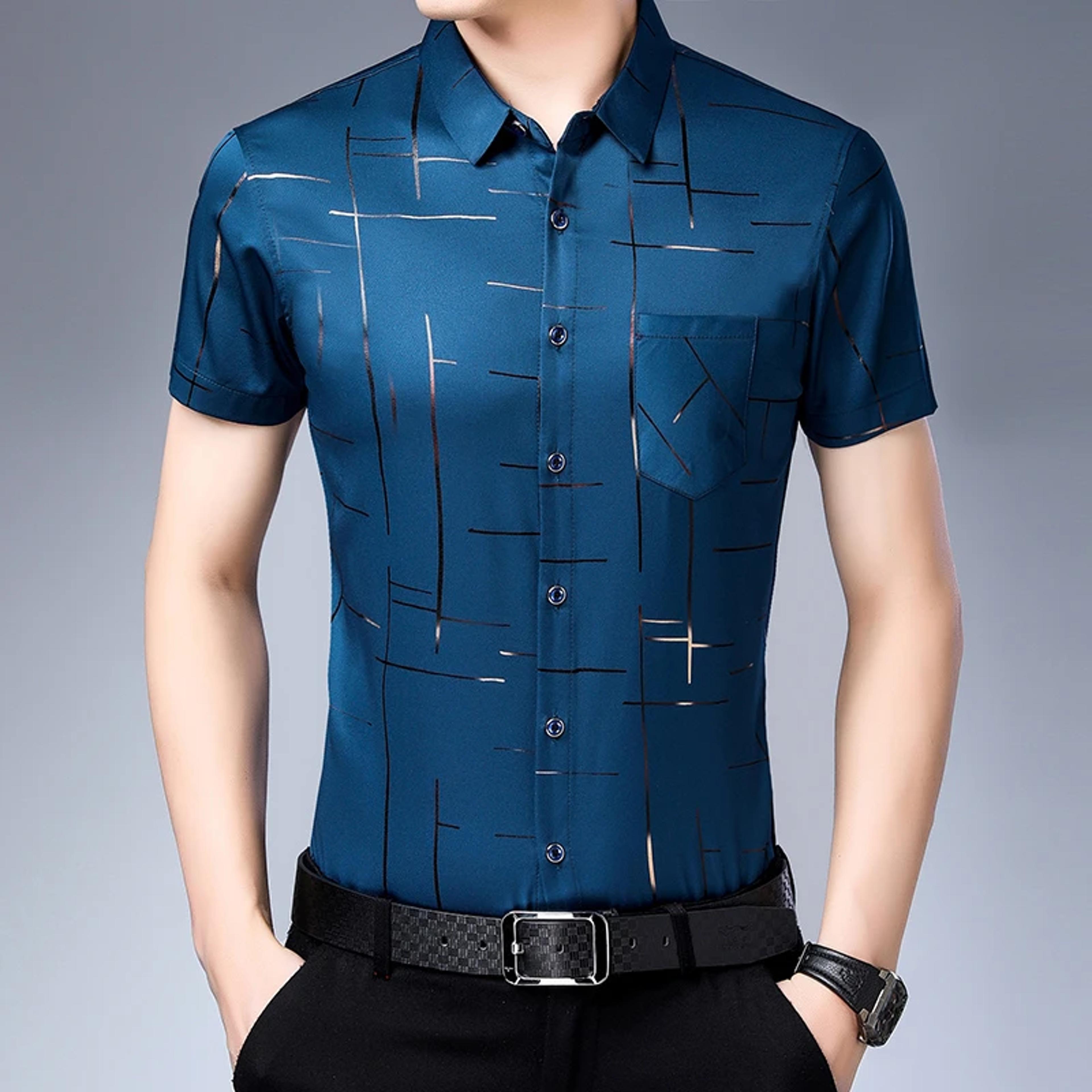 wrinkle resistant, no iron men's business casual short sleeved shirt, new top