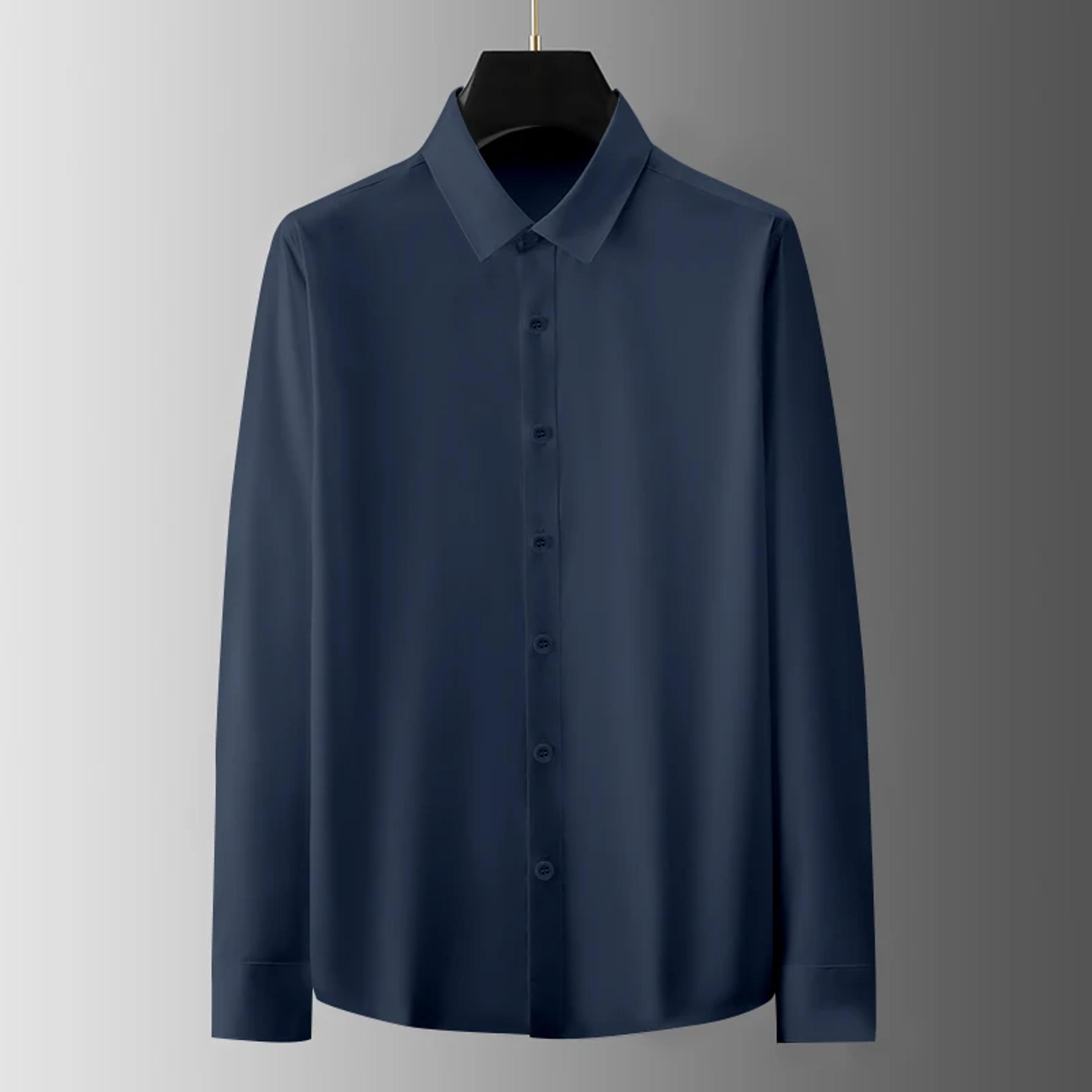 Comfortable All Season New Mens Business Casual Long Sleeved Shirt Wrinkle Resistant Versatile Soli 7