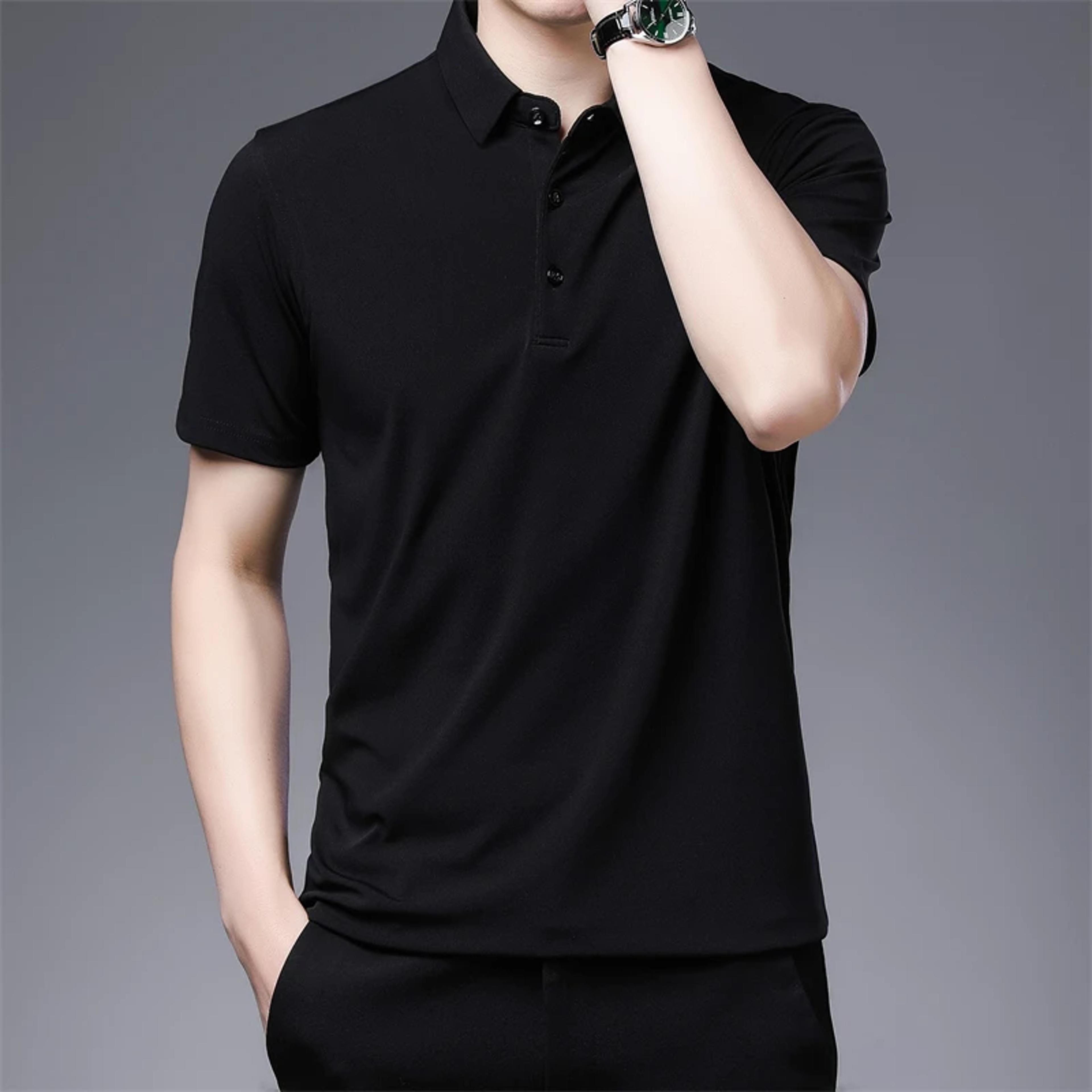 New Mens Business Casual Polo Shirt Comfortable Summer Fashion Short Sleeve Breathable Top 4