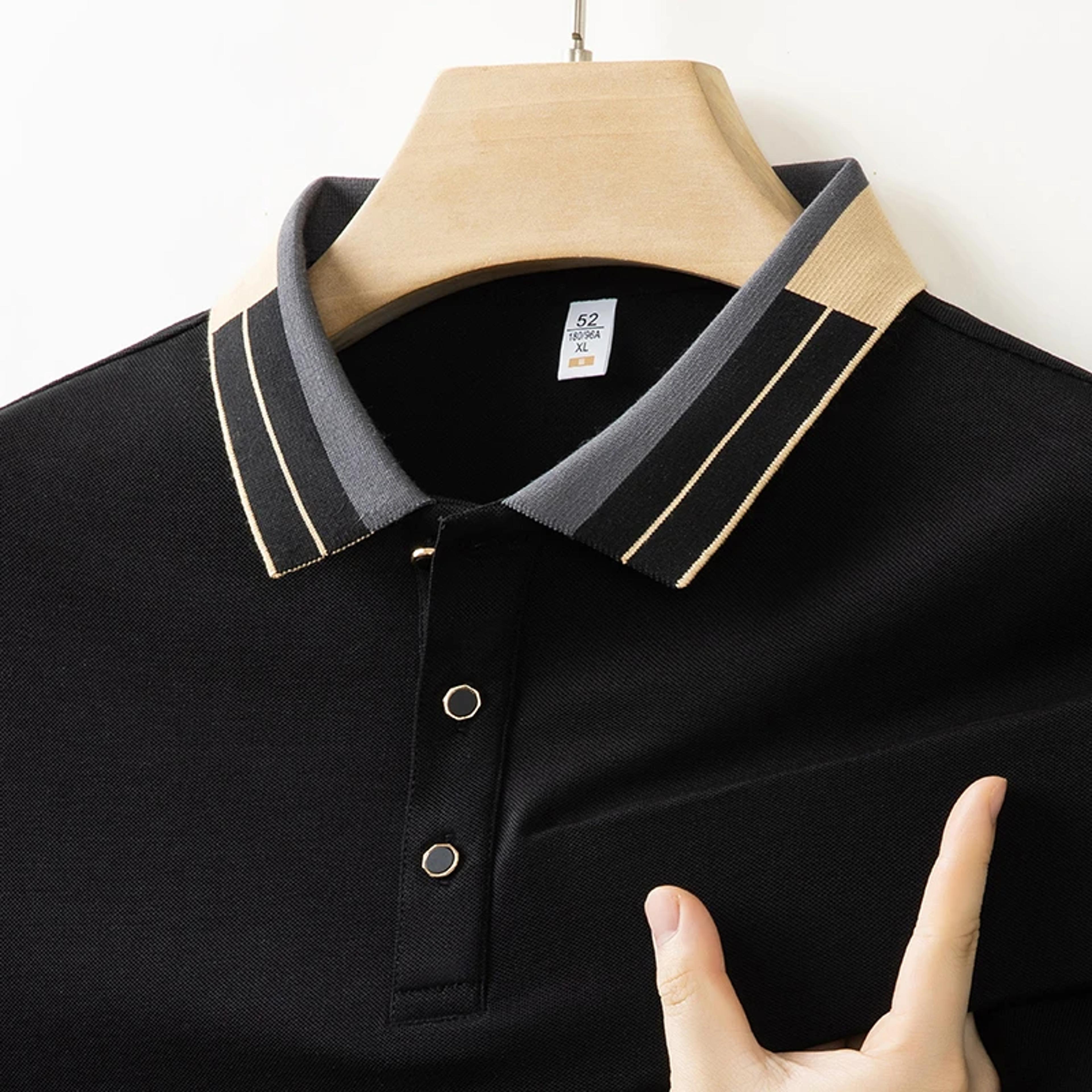 New Mens Solid Color Polo Shirt Business Casual Short Sleeved Comfortable Breathable Fashionable Ve 2