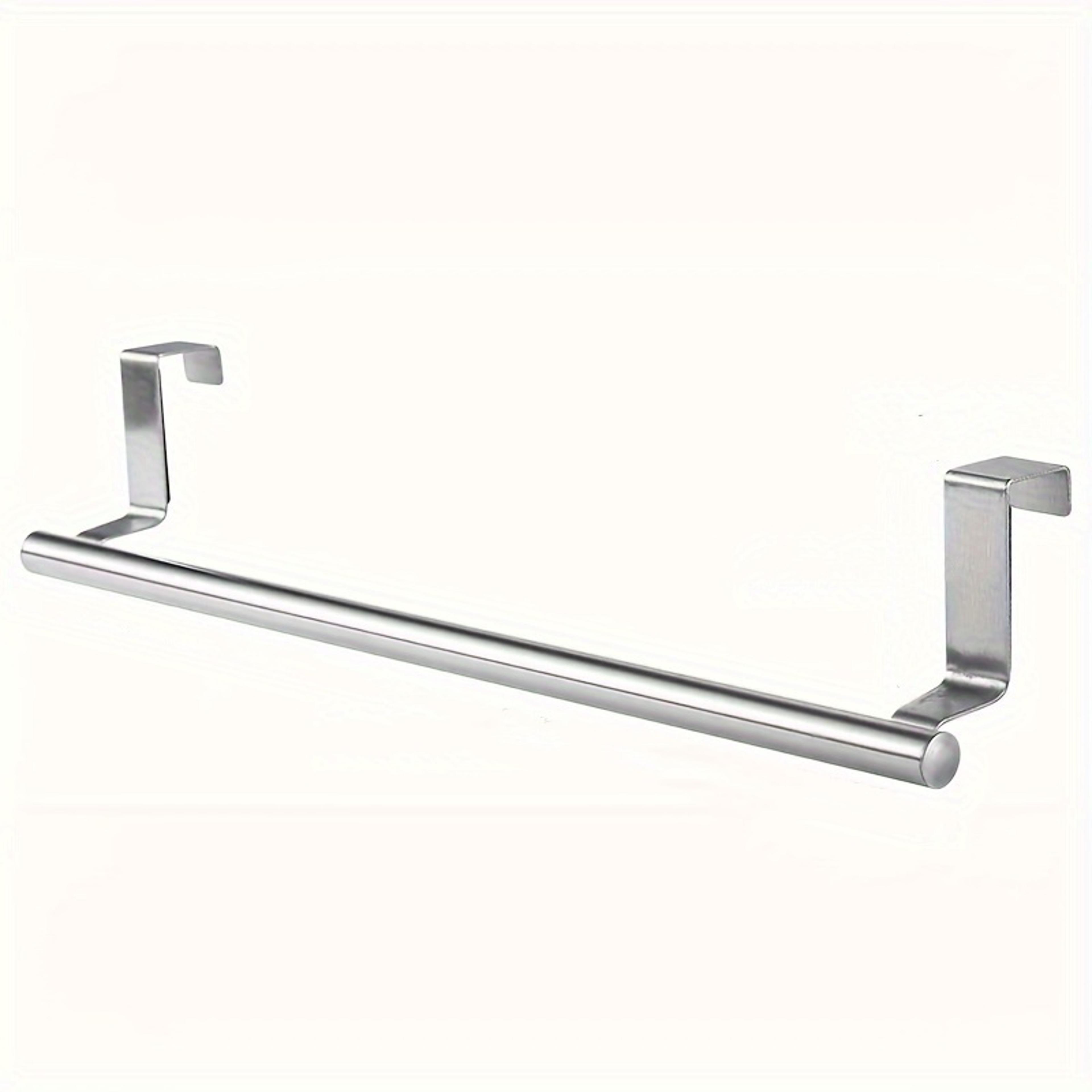Stainless Steel No Drilling Door Back Towel Holder Rack Kitchen Cabinet Cloth Hanging Storage Shelf 5