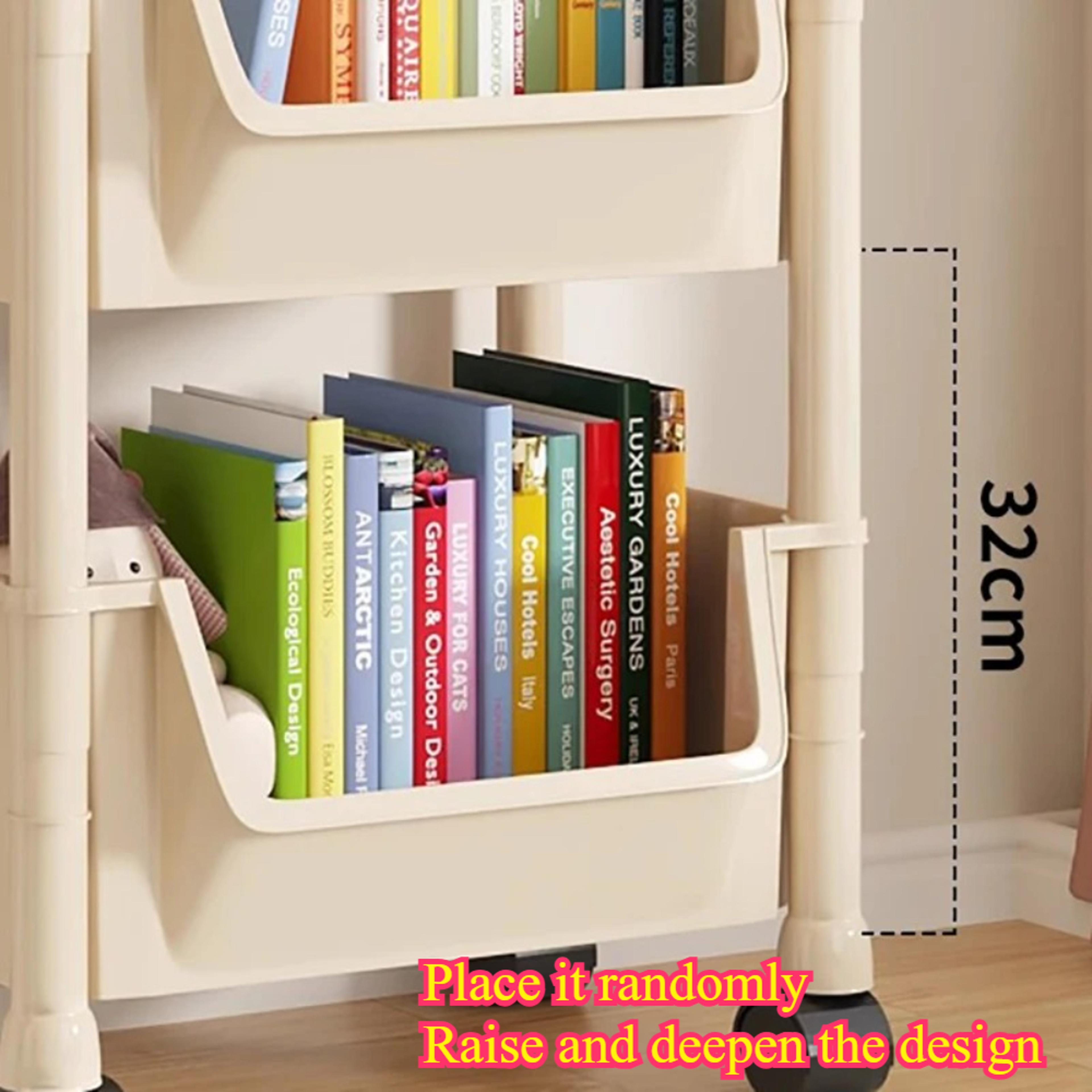 Multilayer Mobile Storage Organizer Rack With Wheels For Kitchen Bedroom Living Room Snack And Book 4
