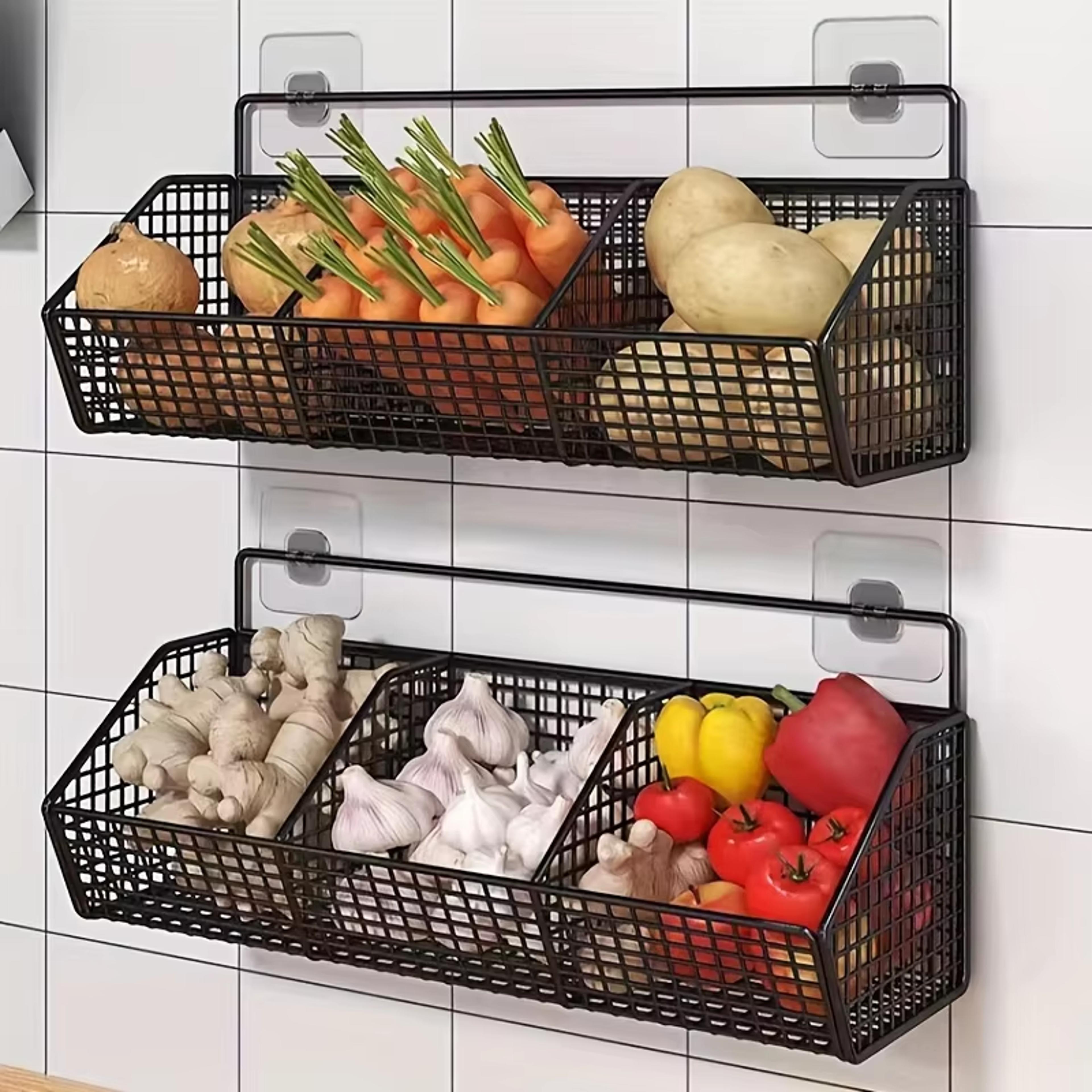 Durable Wall Mounted Metal Wire Storage Basket For Kitchen Spices Garlic Onions And Vegetables 6