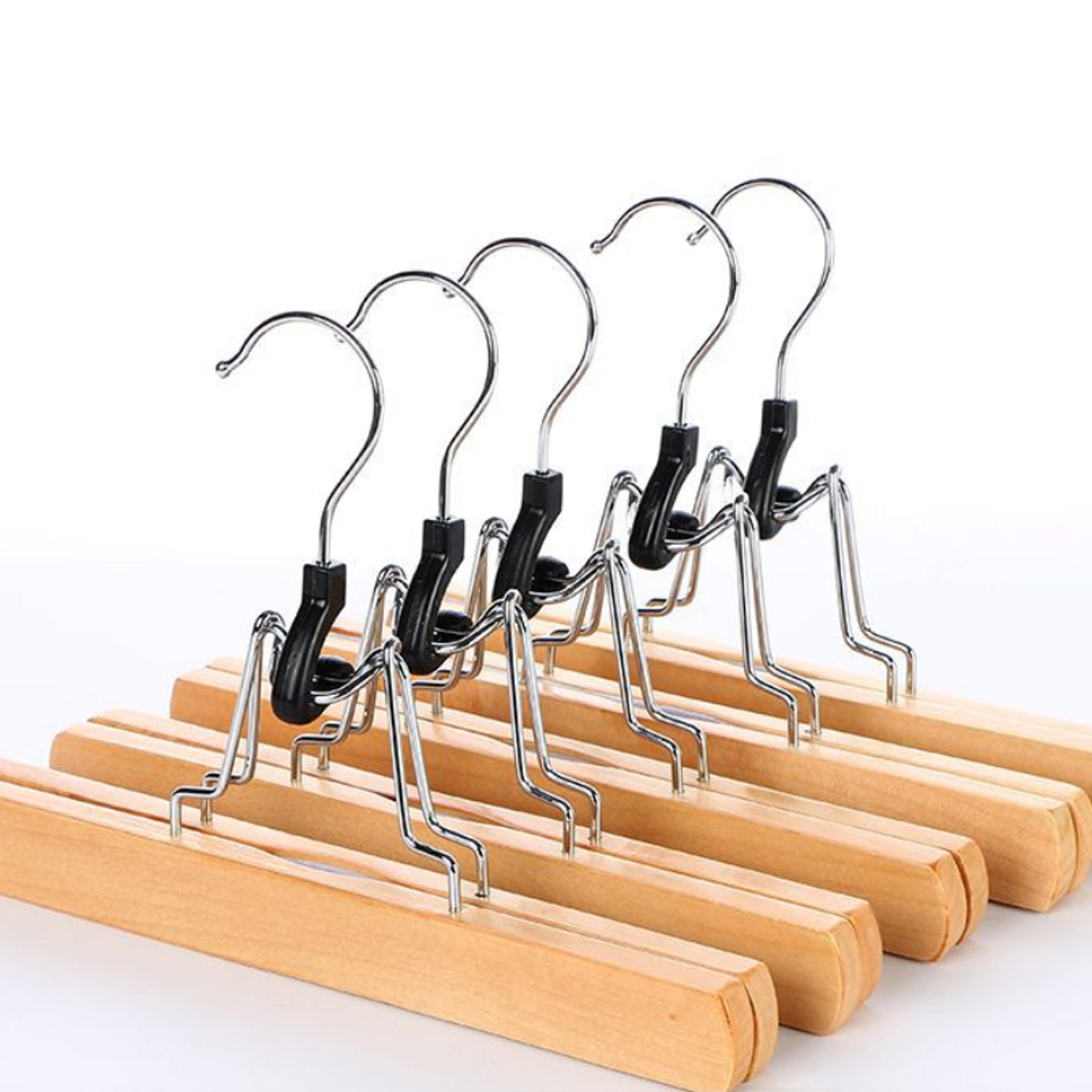 Wooden Clothes Hanger With Skirt Clip Pants Clip For Natural Long Pants 5