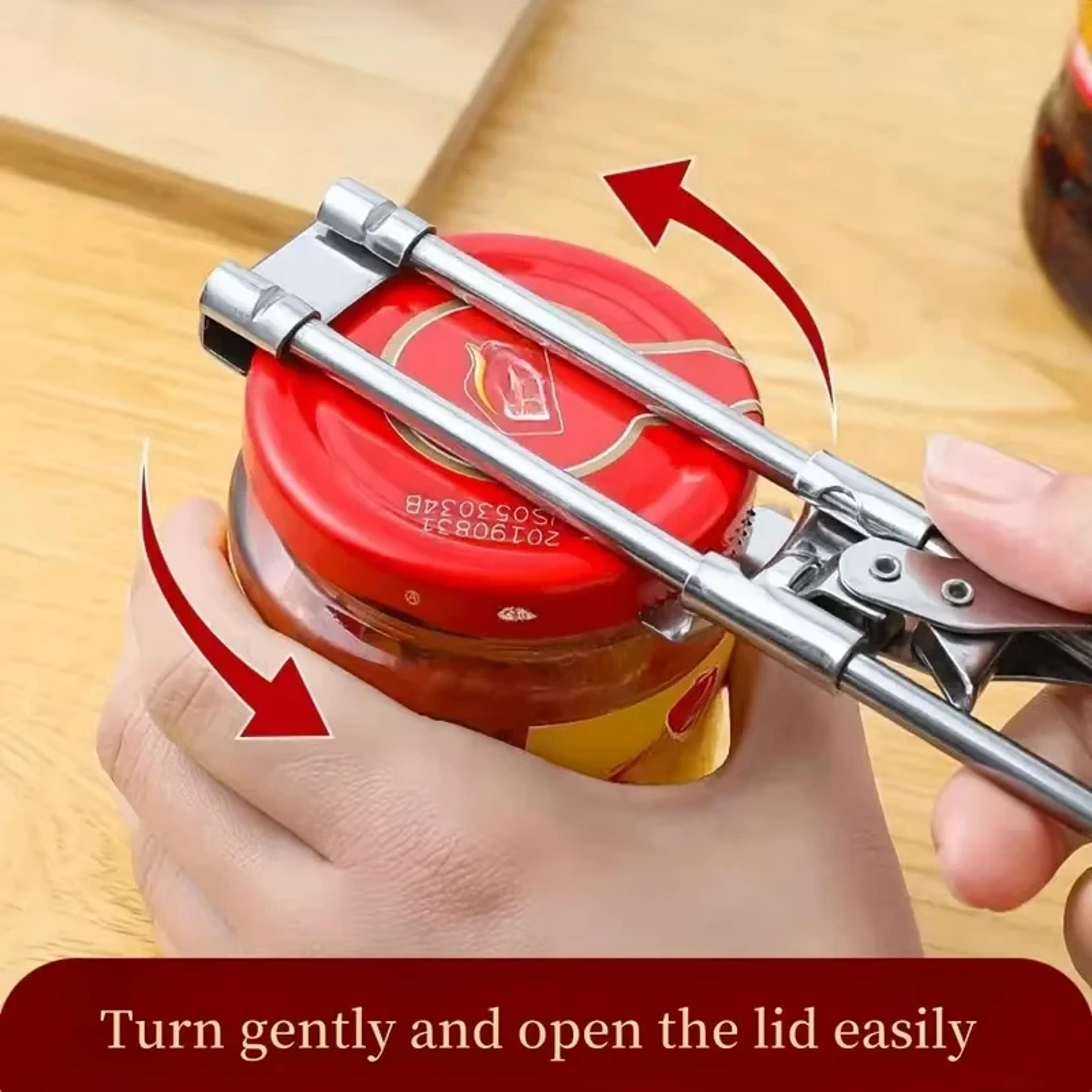 Stainless Steel New Adjustable MultiFunction Bottle Opener Lids Off Jar Opener LaborSaving Screw Ca 1